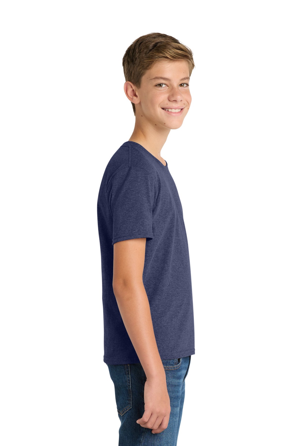 Port & Co Youth Fan Favorite Blend Tee. PC455Y - Team Navy Heather - side