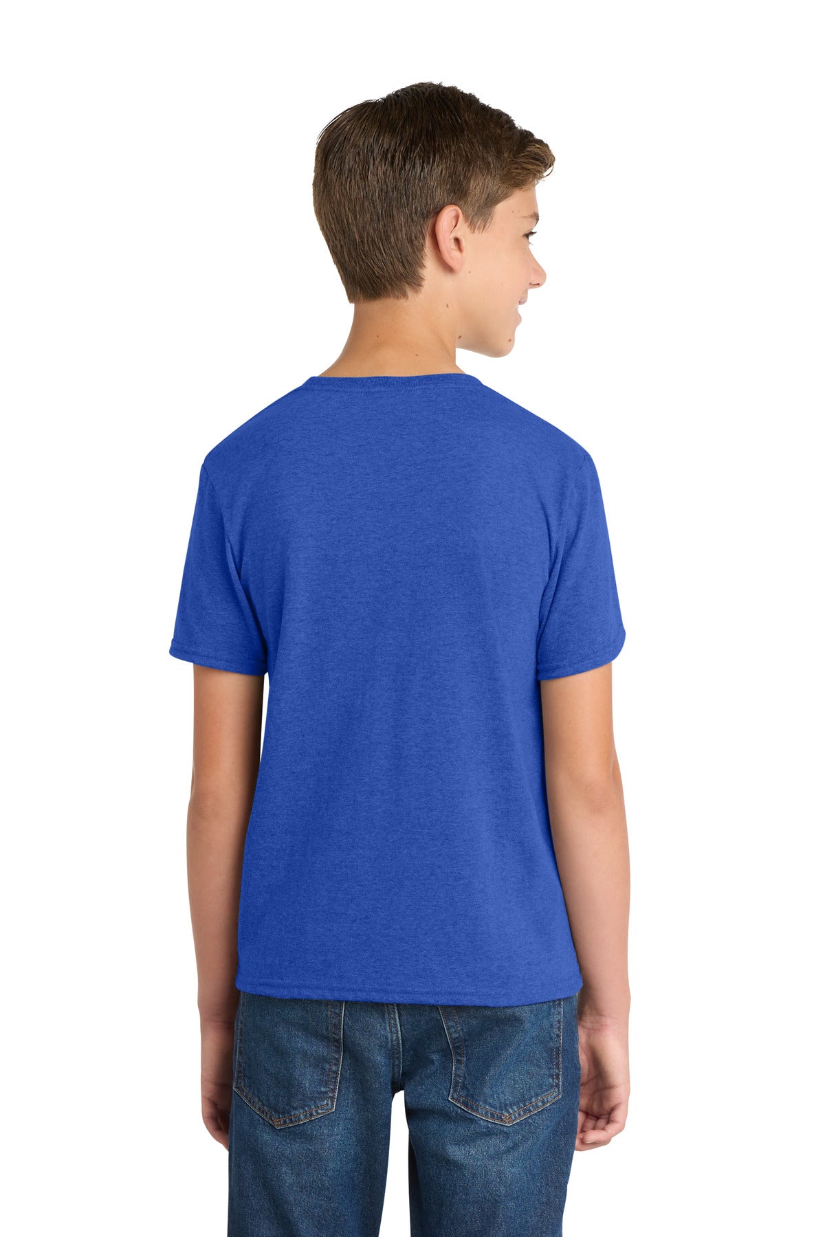 Port & Co Youth Fan Favorite Blend Tee. PC455Y - True Royal Heather - back