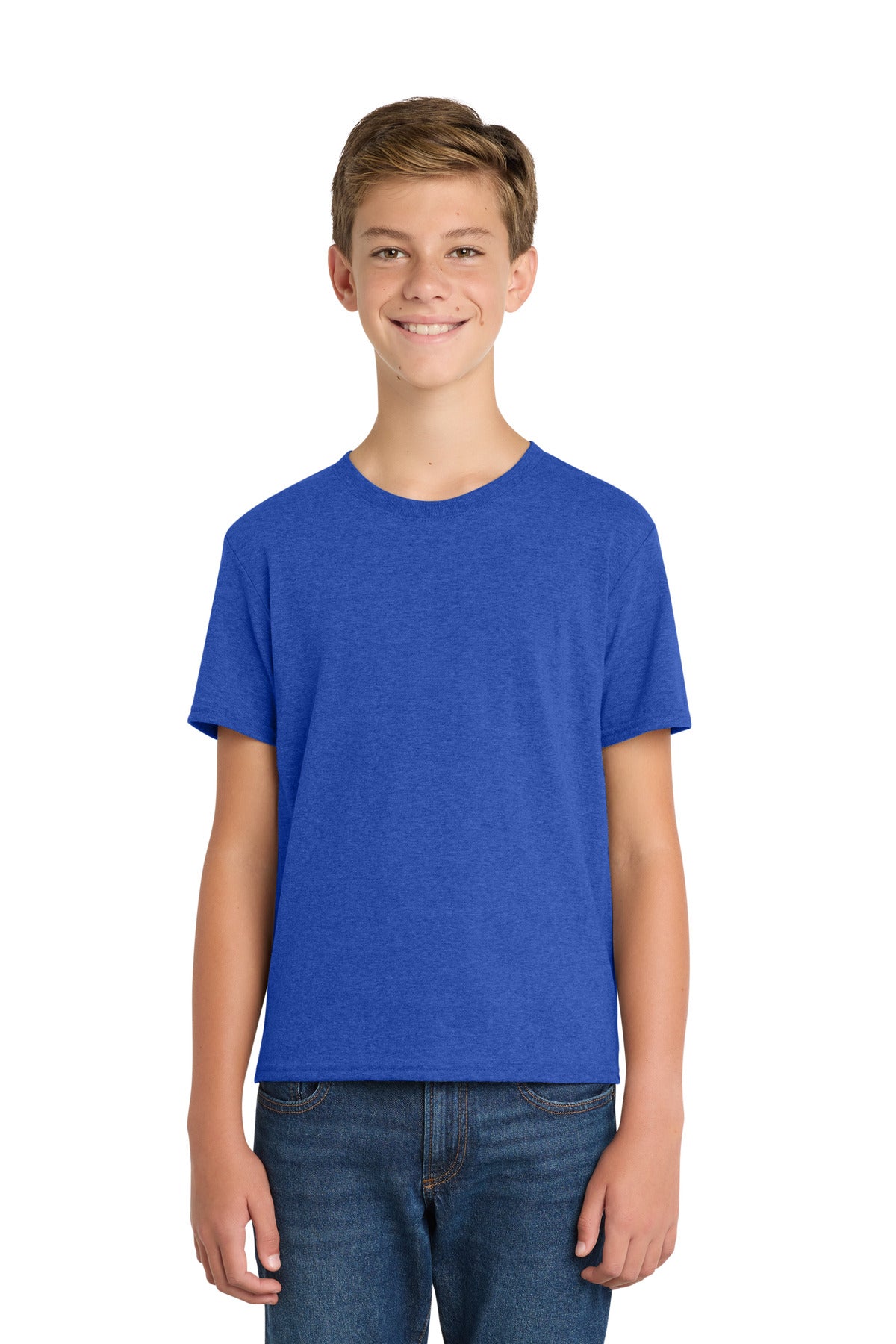 Port & Co Youth Fan Favorite Blend Tee. PC455Y - True Royal Heather - front