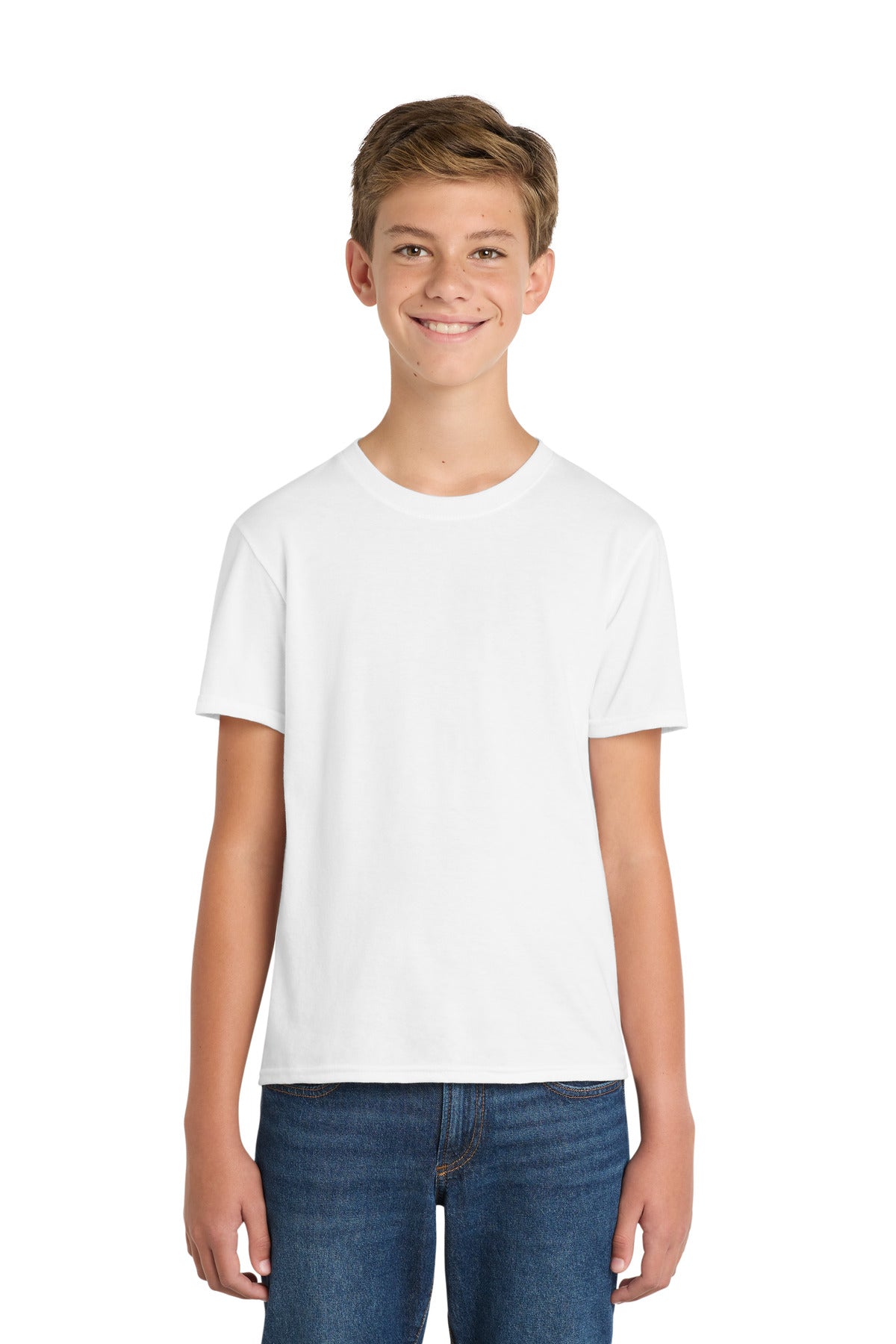 Port & Co Youth Fan Favorite Blend Tee. PC455Y - White - front