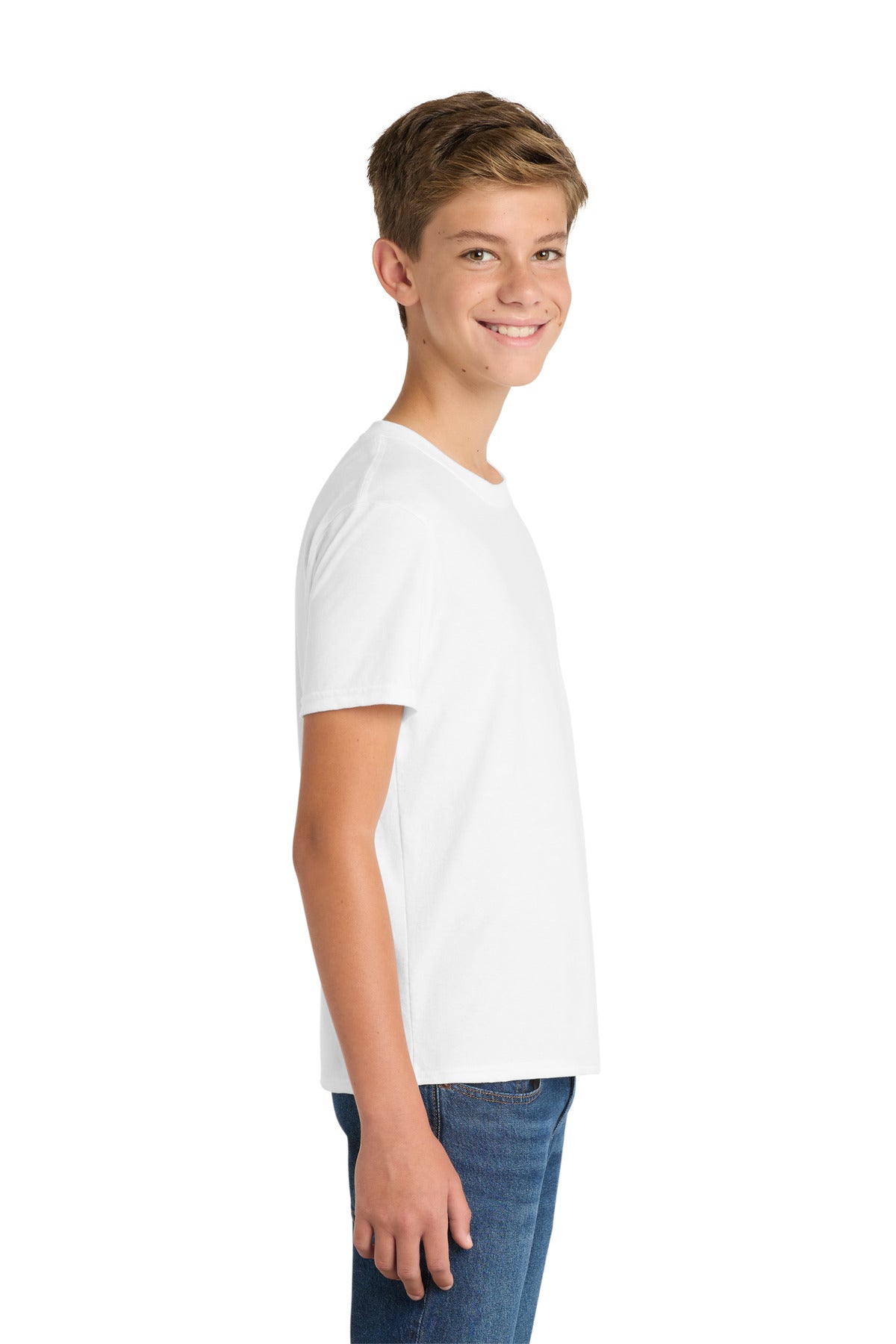 Port & Co Youth Fan Favorite Blend Tee. PC455Y - White - side