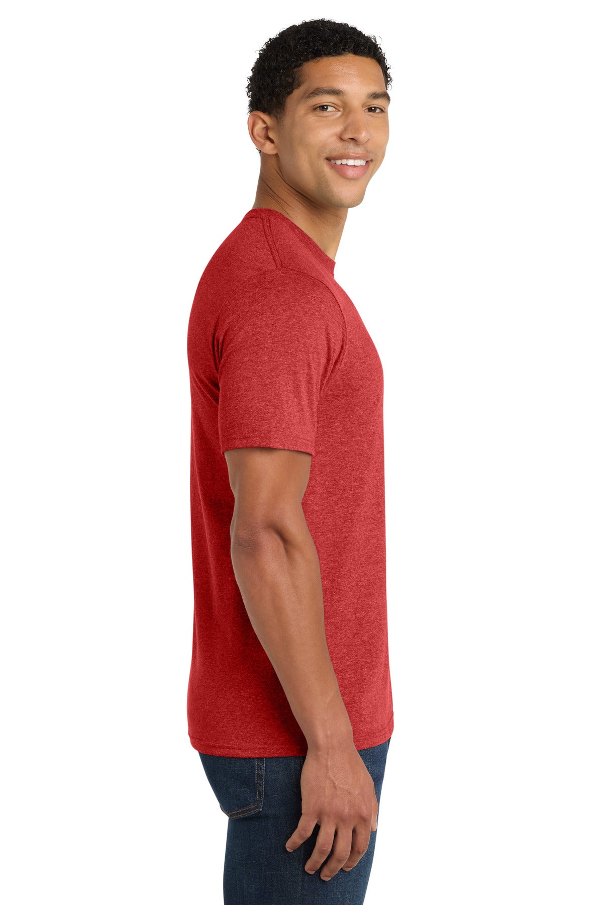 Port & Co Fan Favorite Blend Tee. PC455 - Bright Red Heather - side