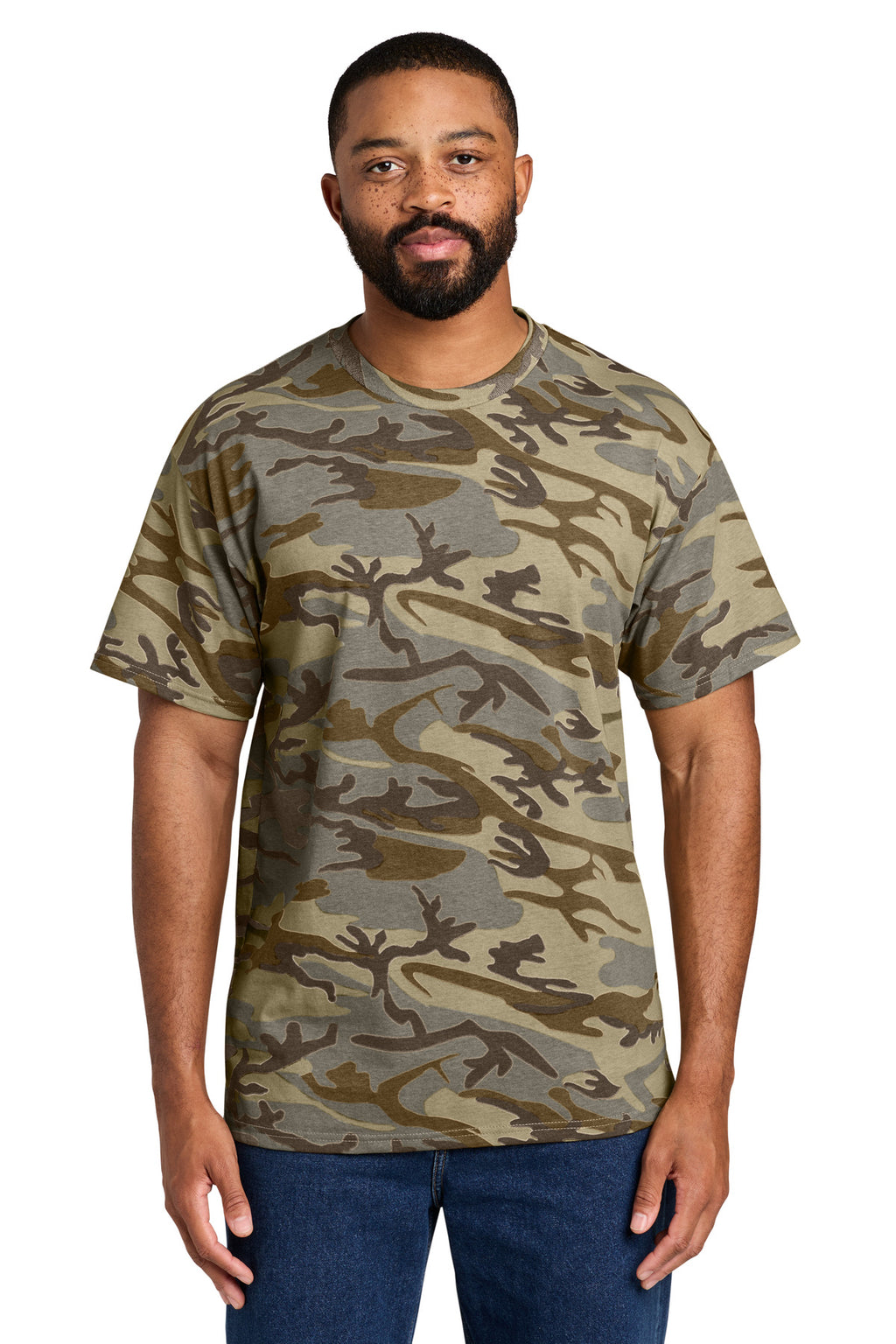 Port & Co Core Cotton Camo Tee. PC54C - Desert Camo - front