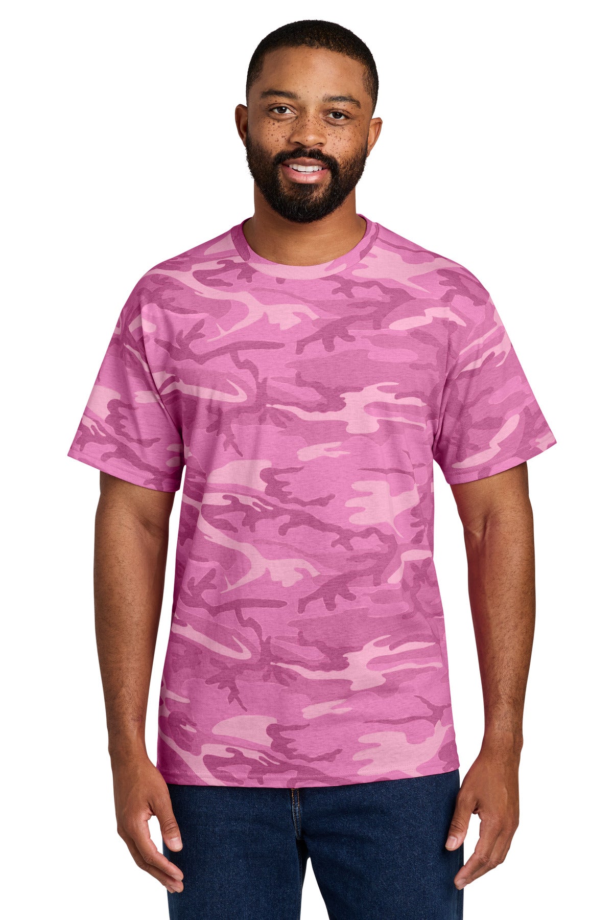 Port & Co Core Cotton Camo Tee. PC54C - Pink Camo - front