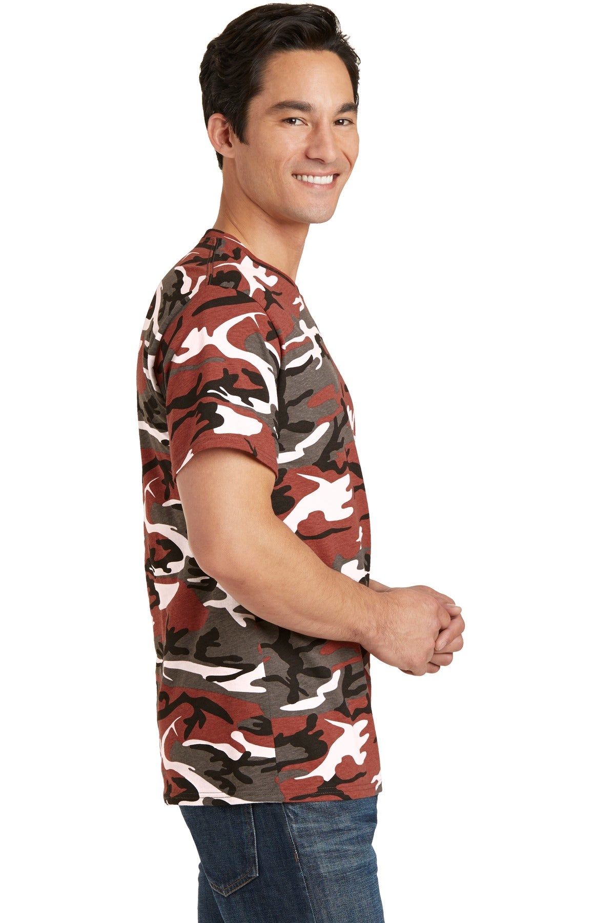 Port & Co Core Cotton Camo Tee. PC54C - Red Camo - side