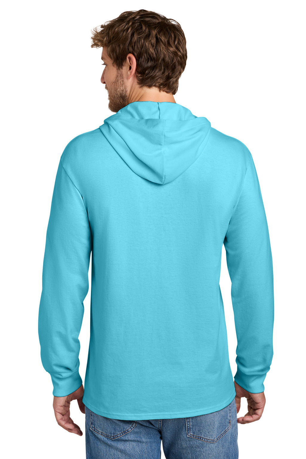 Port & Co Core Cotton Pullover Hooded Tee PC54H - Aquatic Blue - back