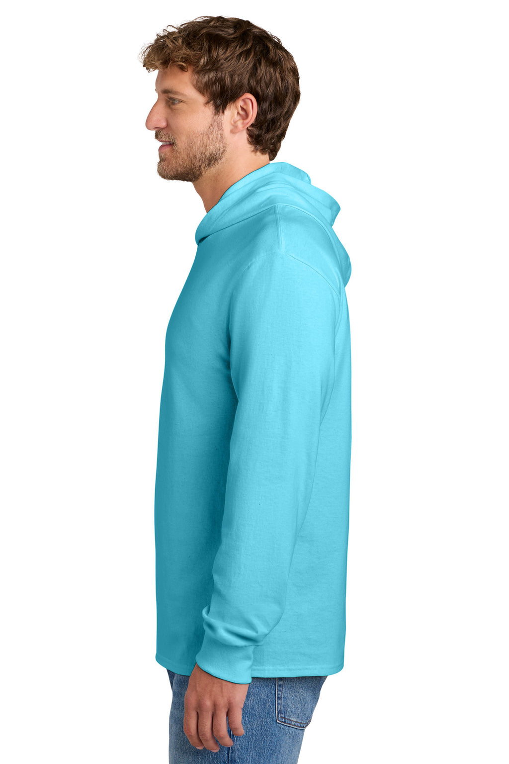 Port & Co Core Cotton Pullover Hooded Tee PC54H - Aquatic Blue - side