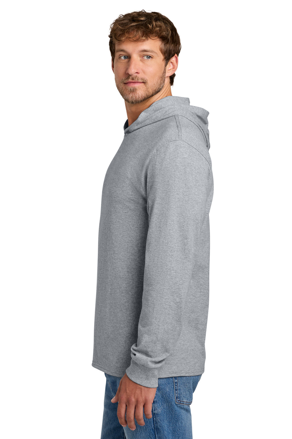 Port & Co Core Cotton Pullover Hooded Tee PC54H - Athletic Heather - side