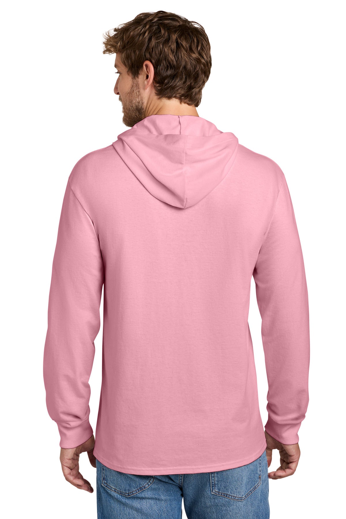 Port & Co Core Cotton Pullover Hooded Tee PC54H - Candy Pink - back