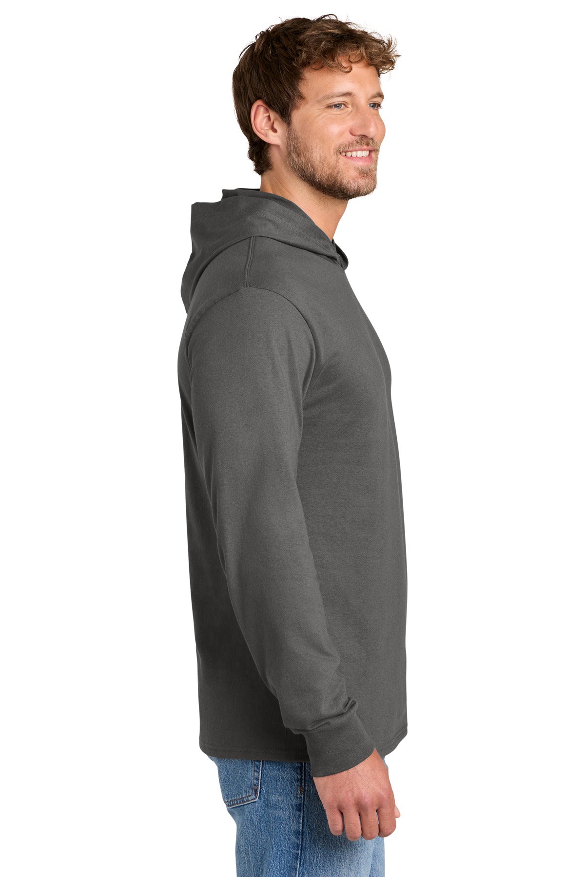 Port & Co Core Cotton Pullover Hooded Tee PC54H - Charcoal - side