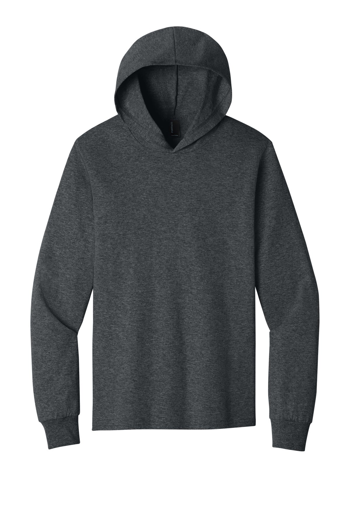 Port & Co Core Cotton Pullover Hooded Tee PC54H - Dark Heather Grey - front