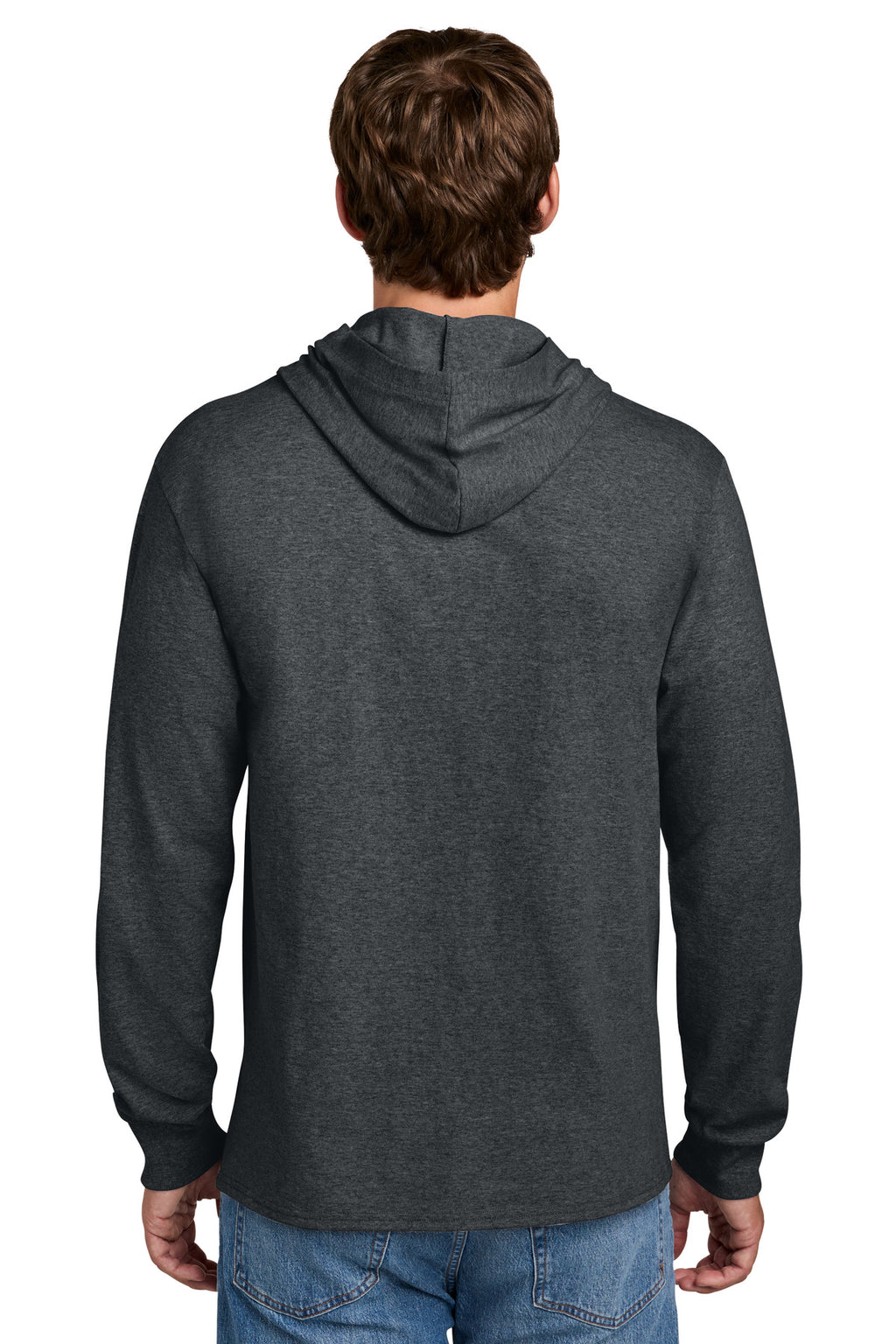 Port & Co Core Cotton Pullover Hooded Tee PC54H - Dark Heather Grey - back