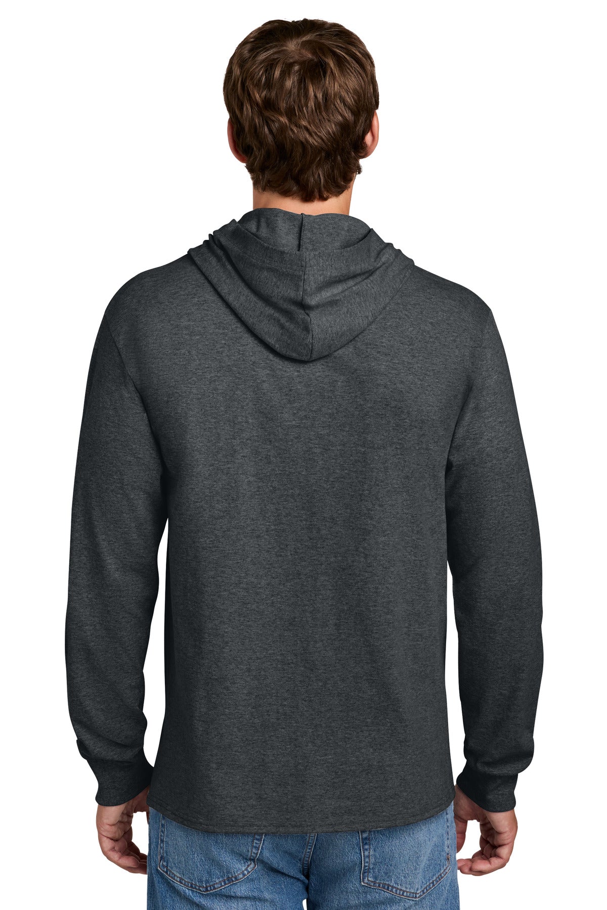 Port & Co Core Cotton Pullover Hooded Tee PC54H - Dark Heather Grey - back