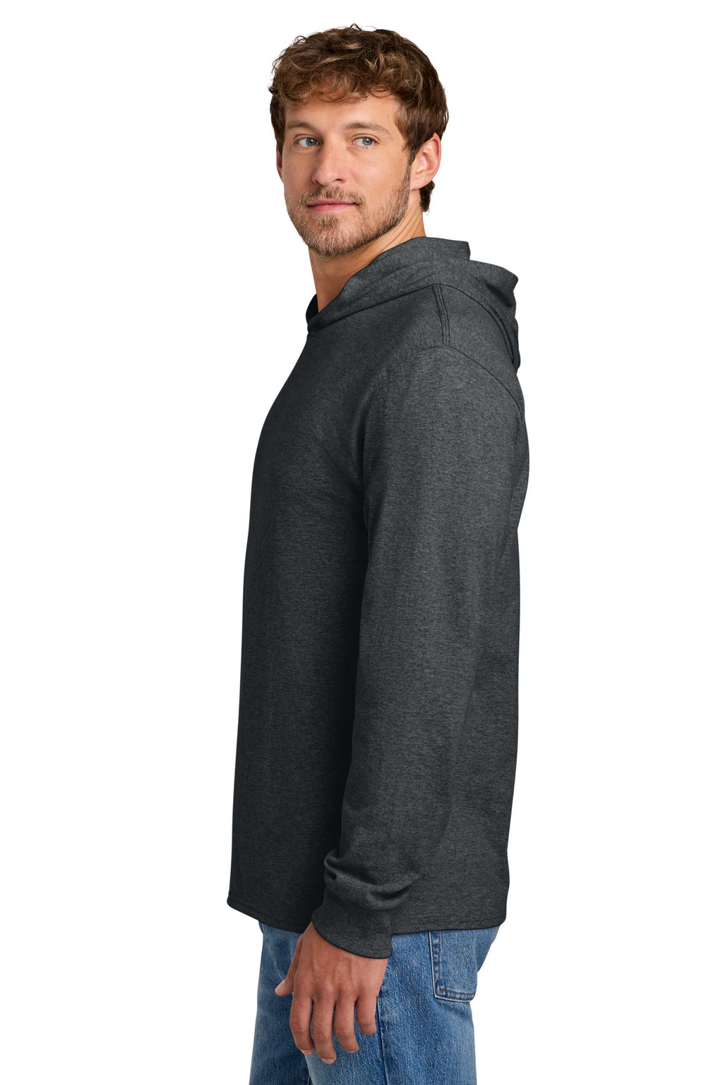 Port & Co Core Cotton Pullover Hooded Tee PC54H - Dark Heather Grey - side