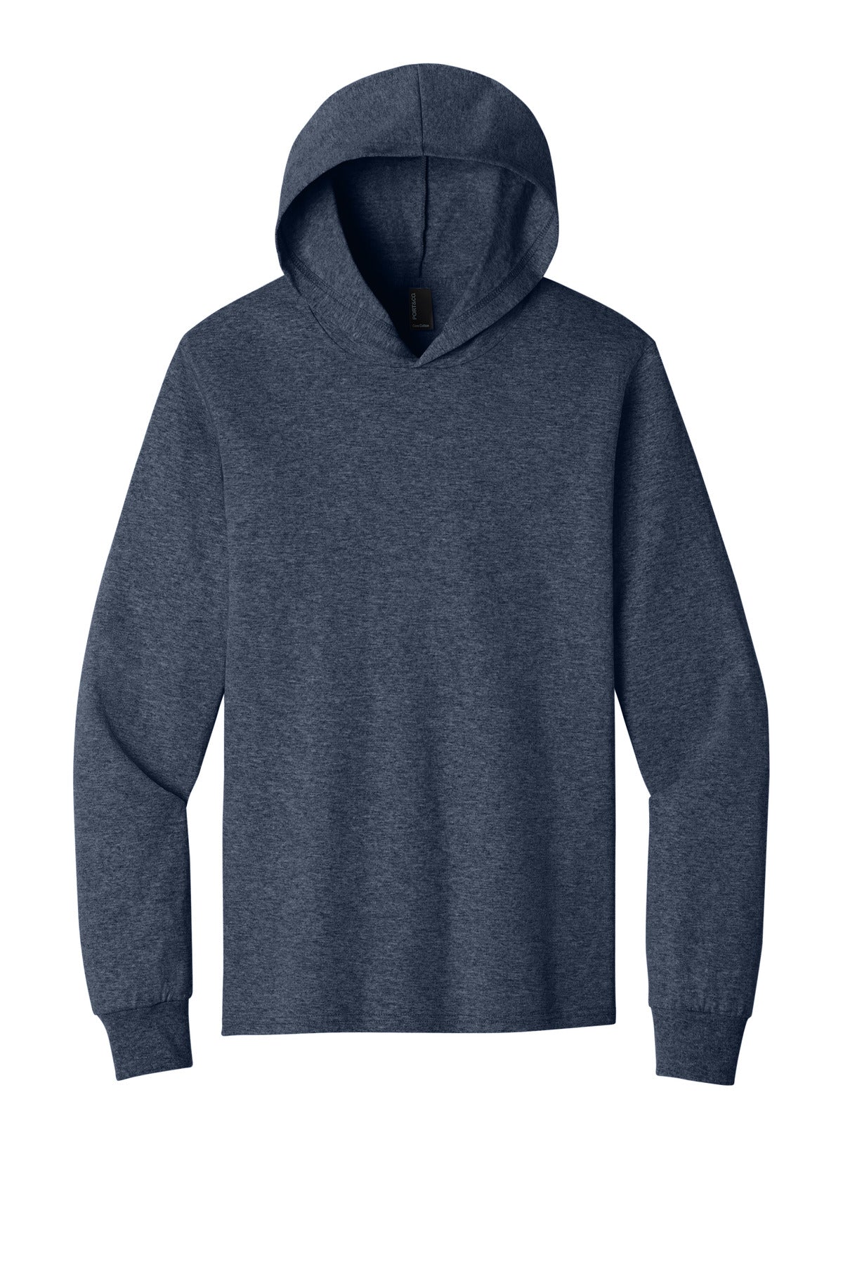 Port & Co Core Cotton Pullover Hooded Tee PC54H - Heather Navy - front