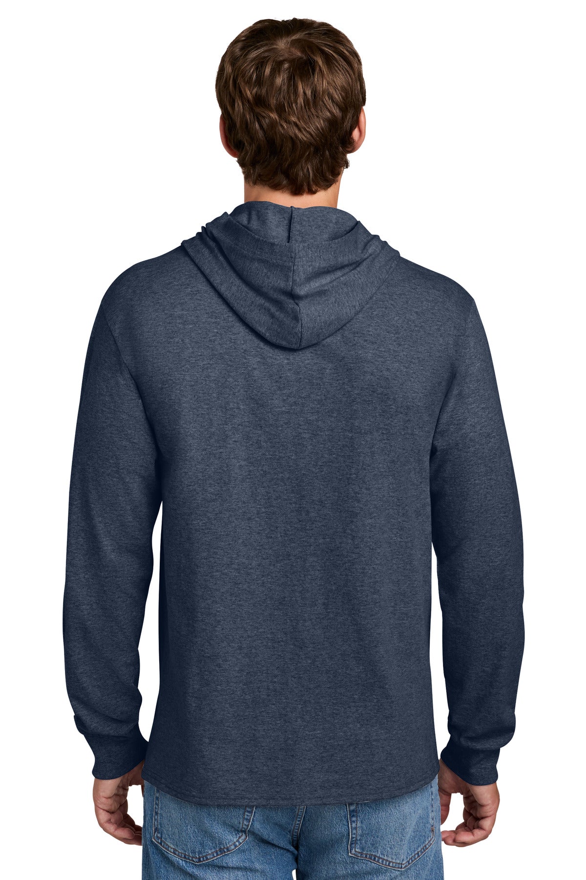 Port & Co Core Cotton Pullover Hooded Tee PC54H - Heather Navy - back