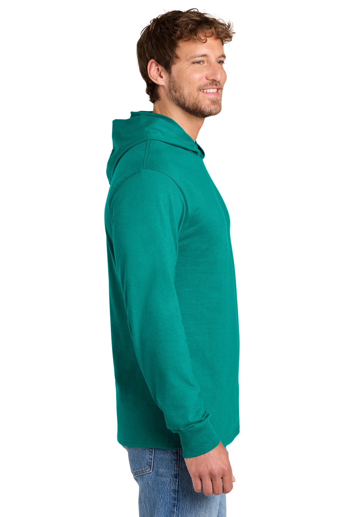 Port & Co Core Cotton Pullover Hooded Tee PC54H - Jade Green - side