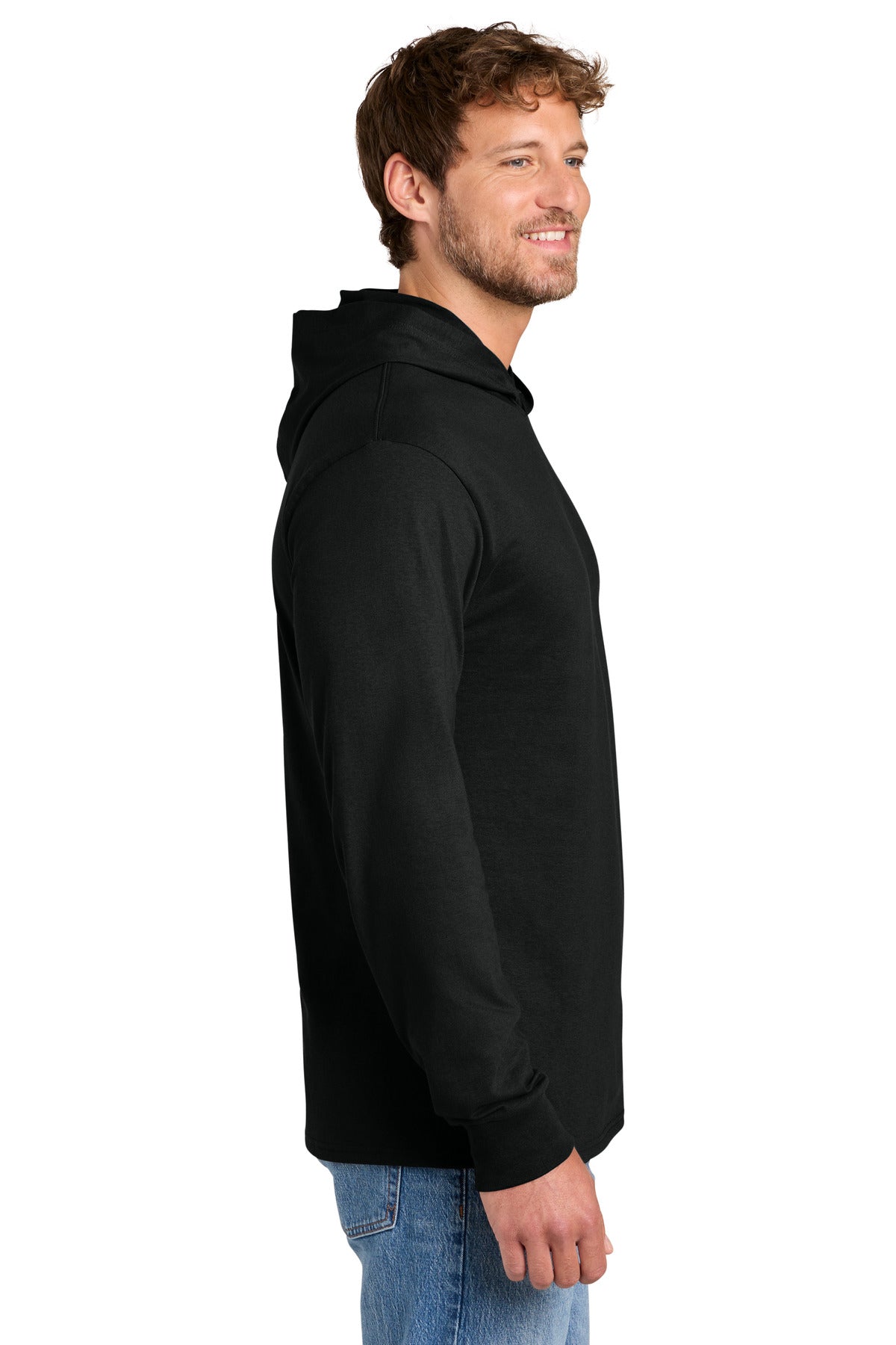 Port & Co Core Cotton Pullover Hooded Tee PC54H - Jet Black - side