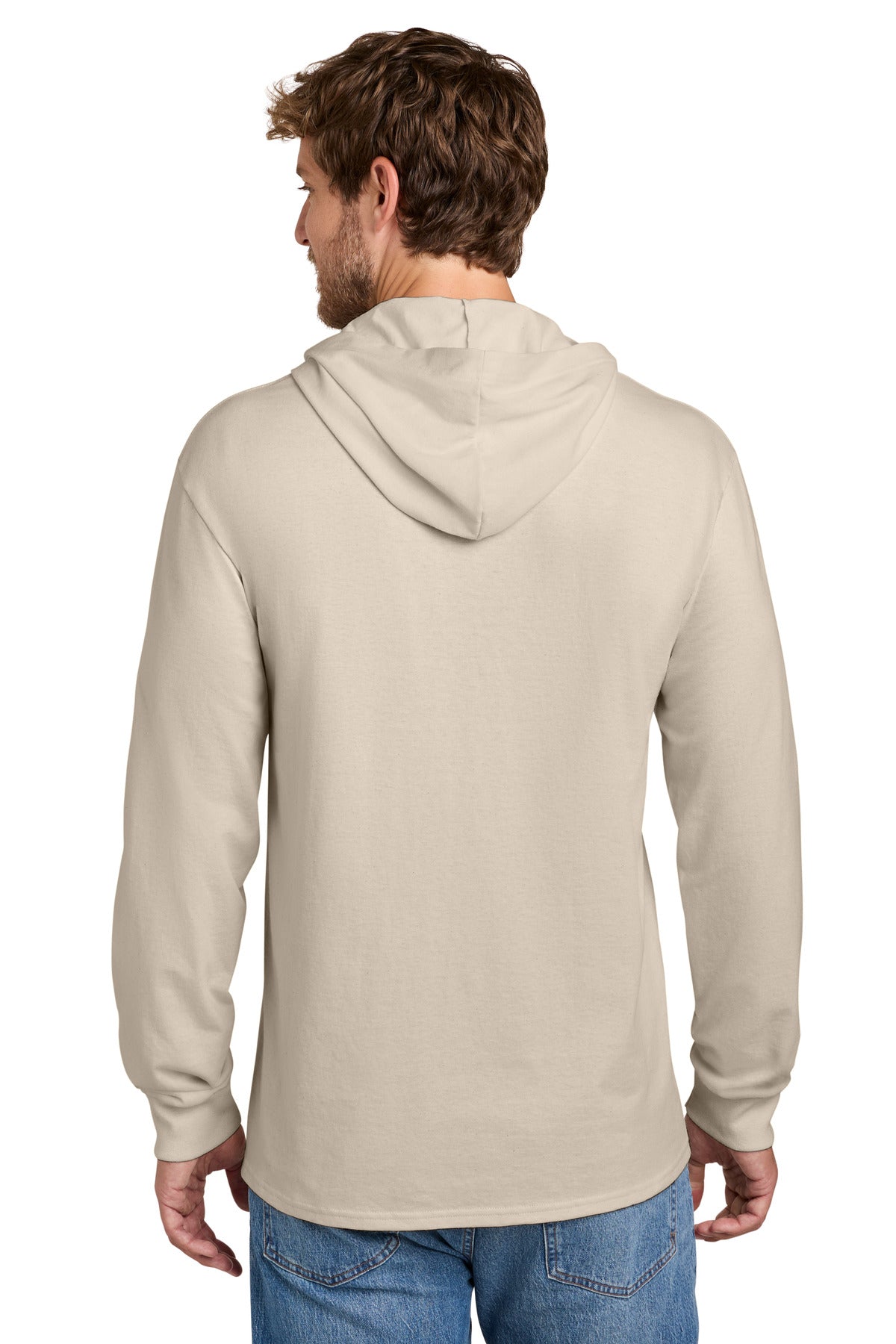 Port & Co Core Cotton Pullover Hooded Tee PC54H - Light Sand - back