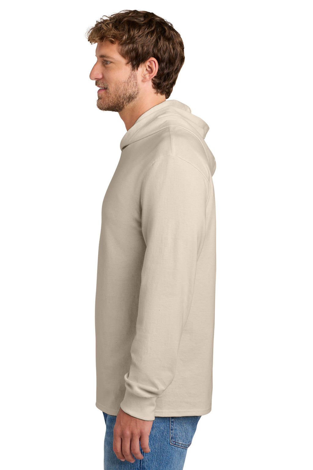 Port & Co Core Cotton Pullover Hooded Tee PC54H - Light Sand - side