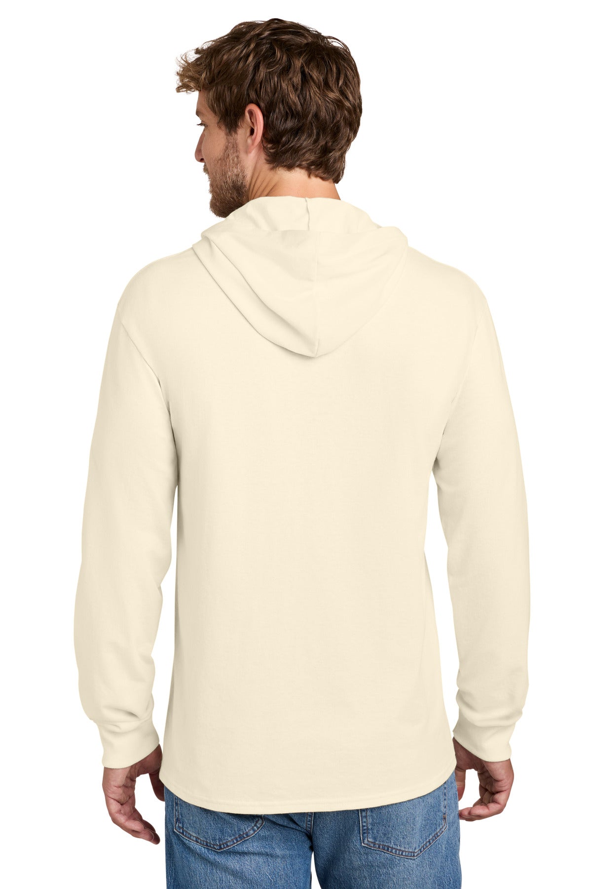Port & Co Core Cotton Pullover Hooded Tee PC54H - Natural - back