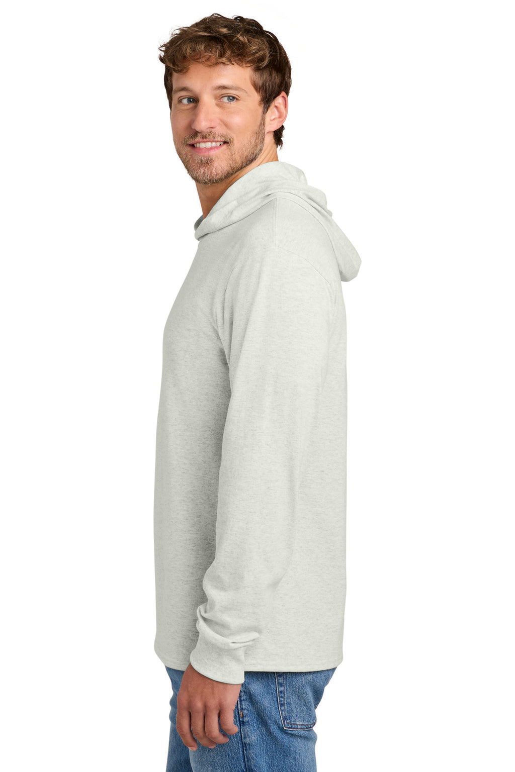 Port & Co Core Cotton Pullover Hooded Tee PC54H - Oatmeal Heather - side