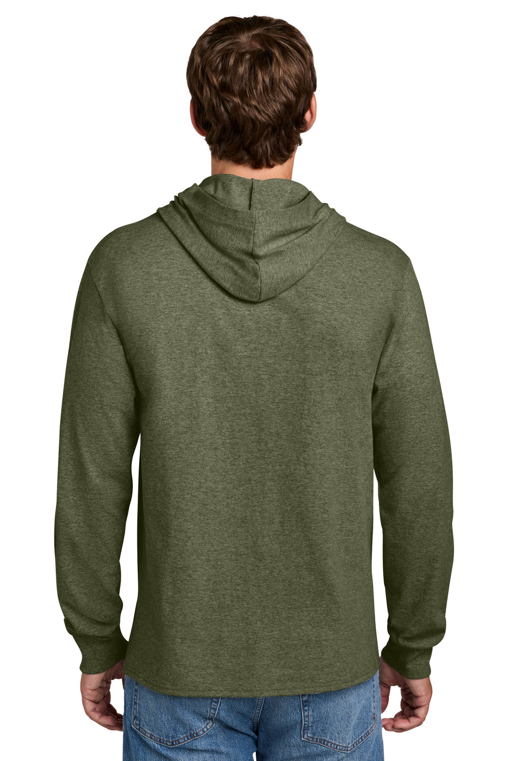 Port & Co Core Cotton Pullover Hooded Tee PC54H - Olive Drab Green Heather - back