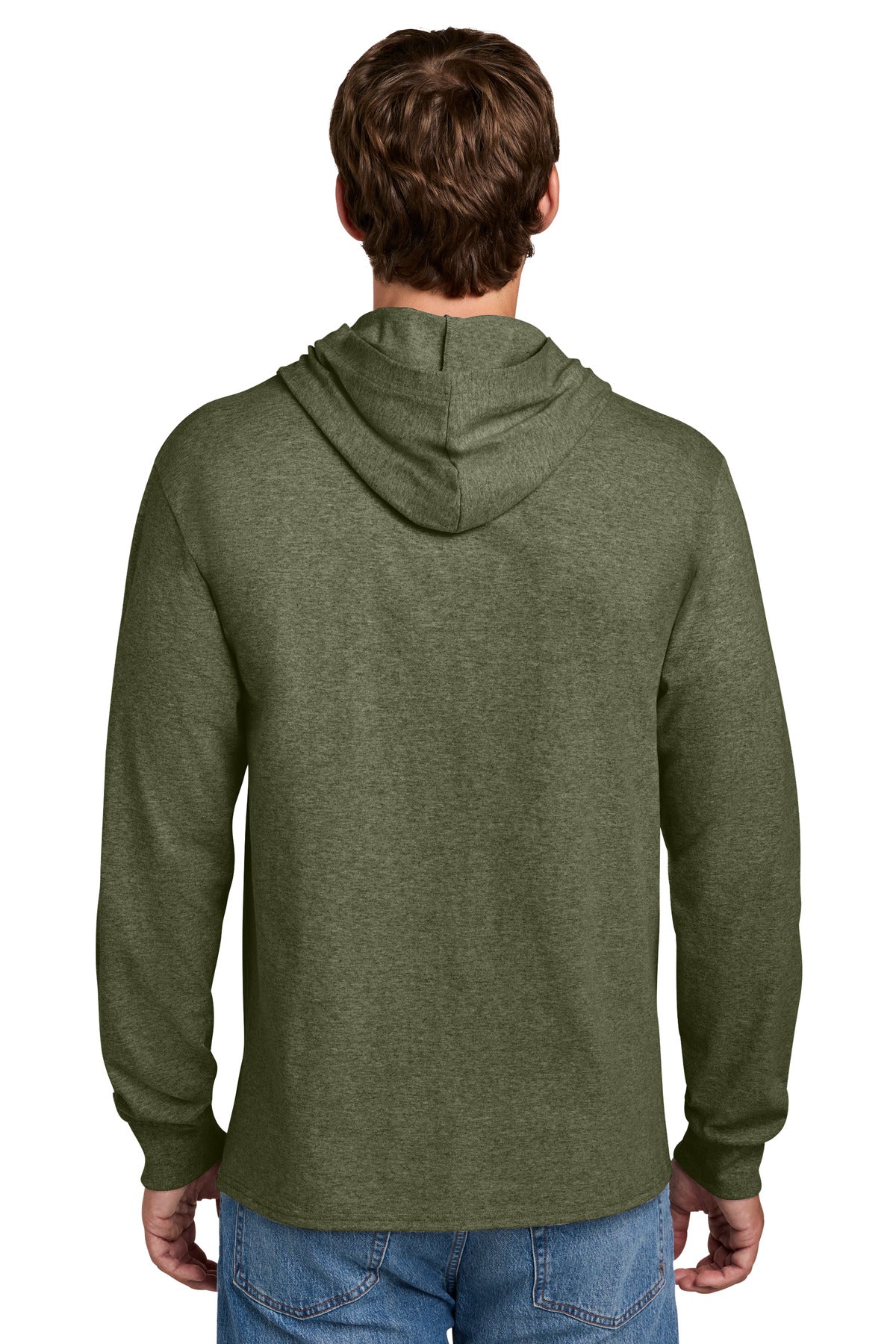 Port & Co Core Cotton Pullover Hooded Tee PC54H - Olive Drab Green Heather - back
