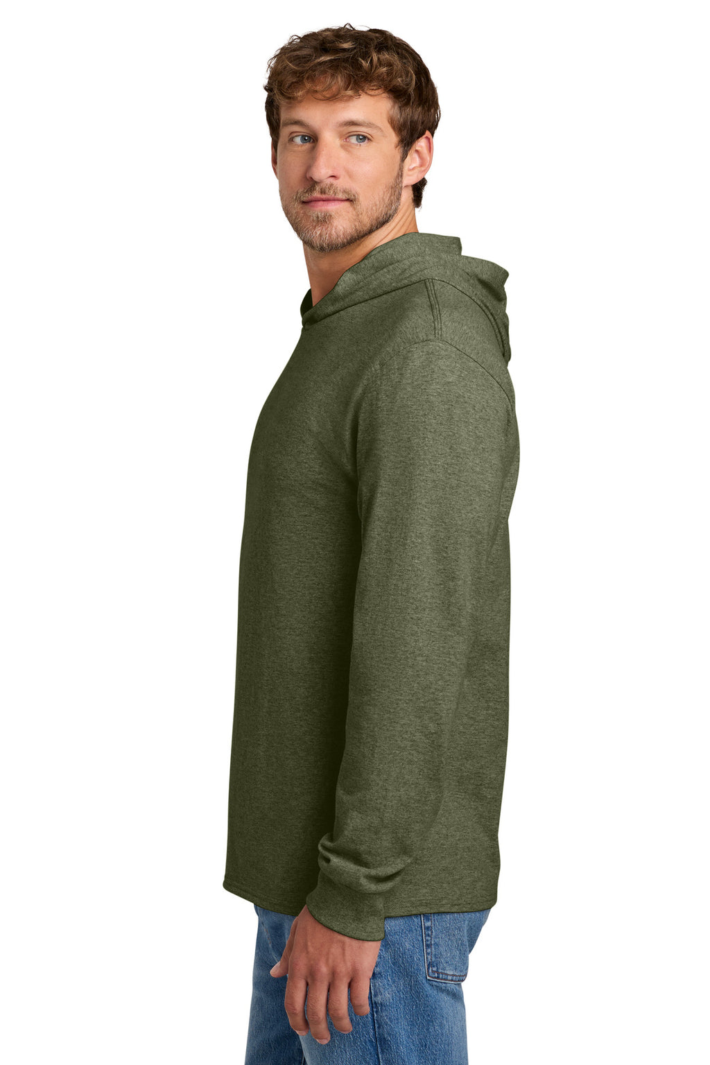Port & Co Core Cotton Pullover Hooded Tee PC54H - Olive Drab Green Heather - side