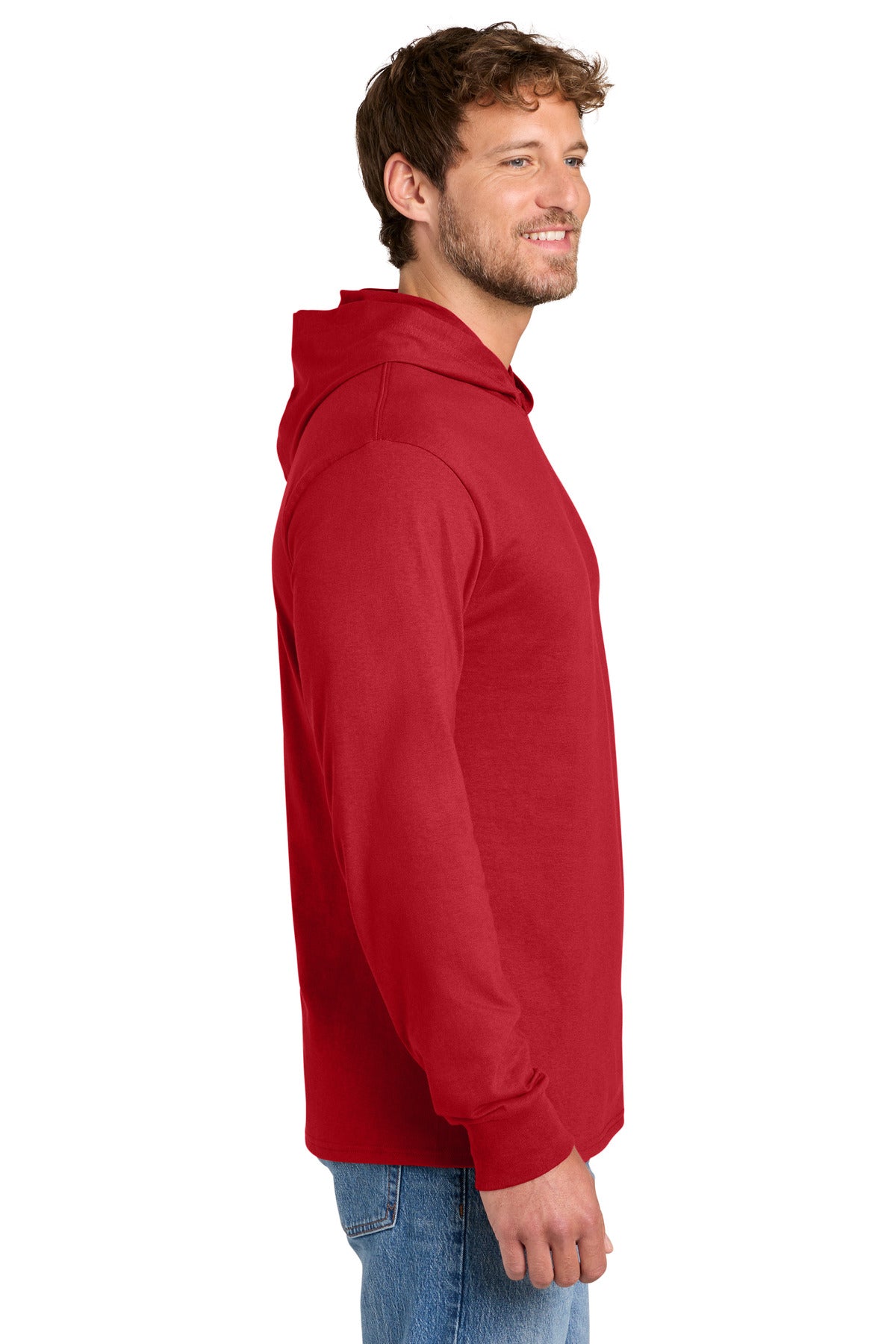 Port & Co Core Cotton Pullover Hooded Tee PC54H - Red - side