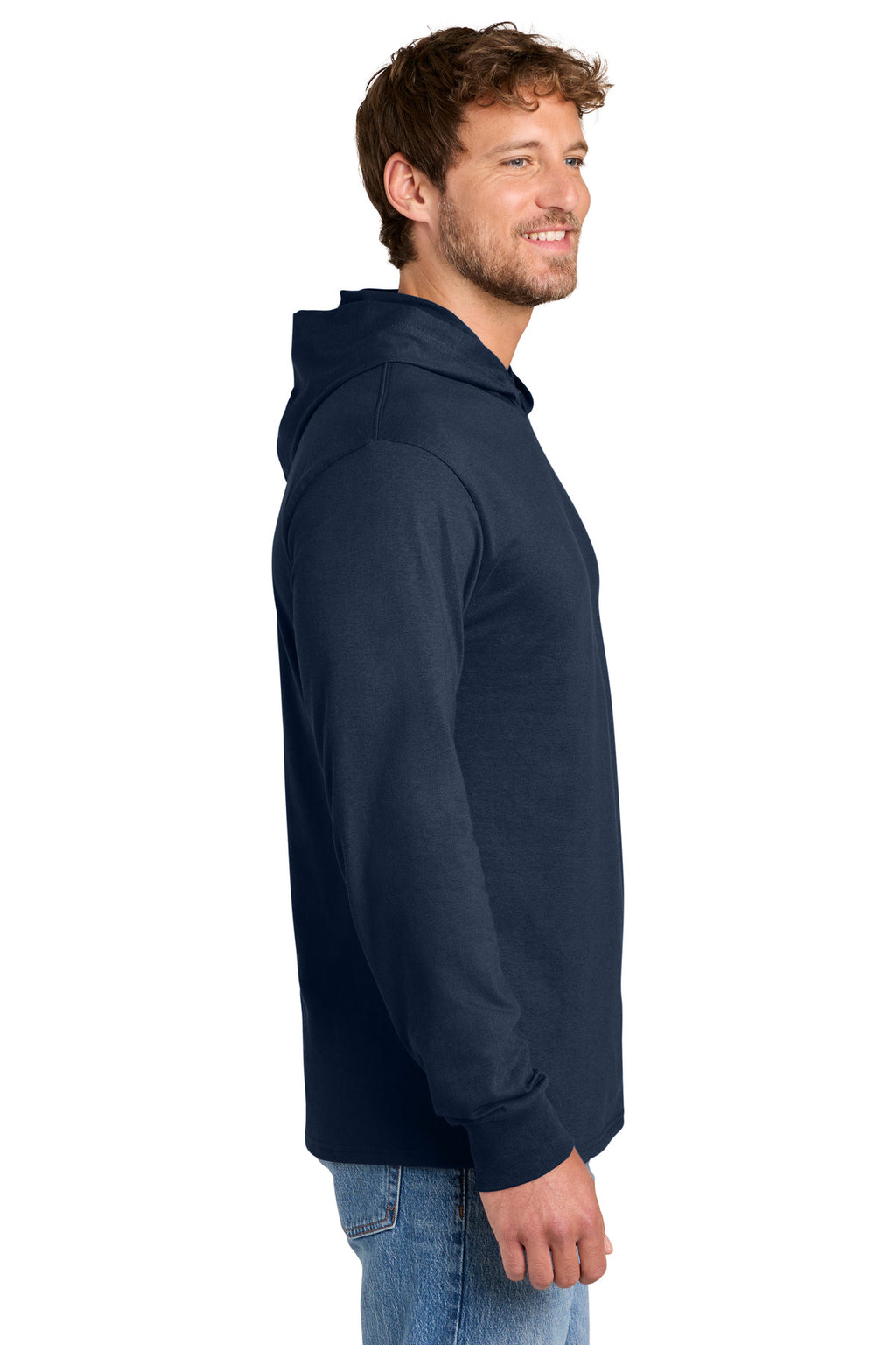 Port & Co Core Cotton Pullover Hooded Tee PC54H - True Navy - side