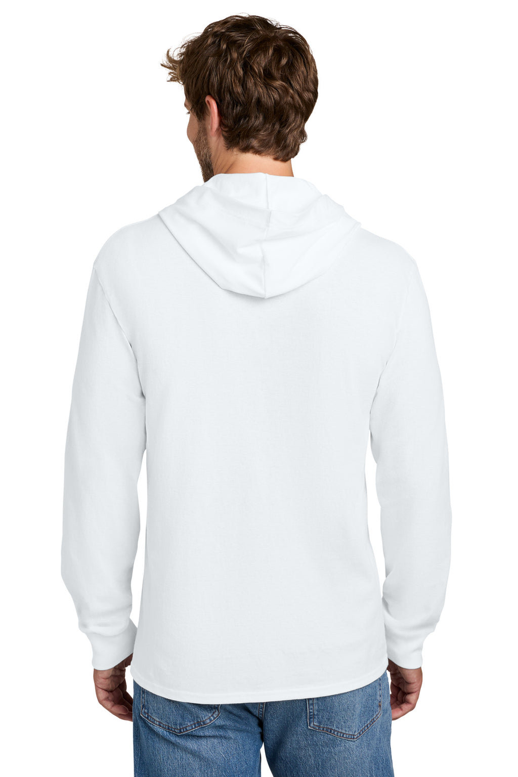 Port & Co Core Cotton Pullover Hooded Tee PC54H - White - back
