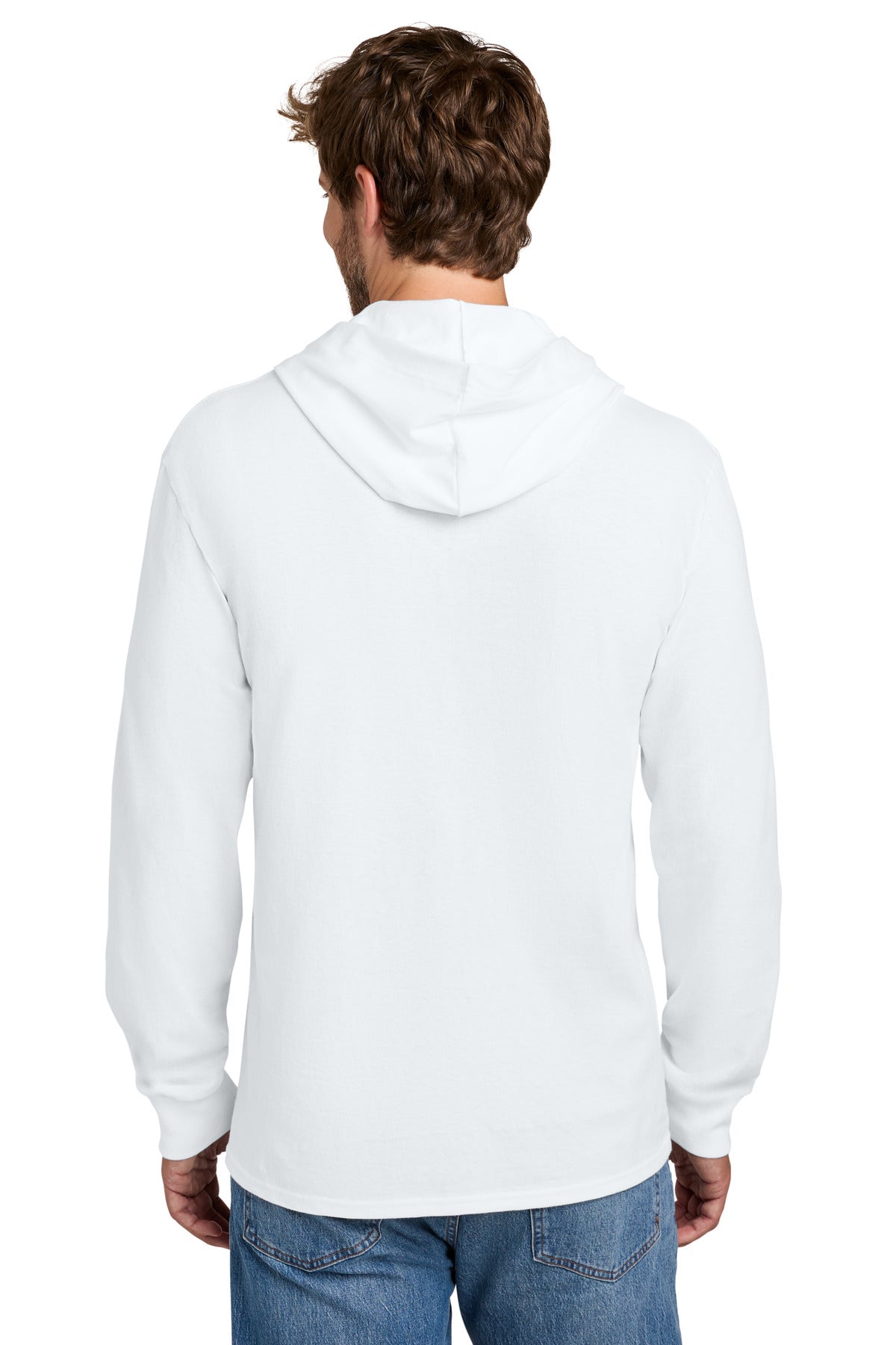 Port & Co Core Cotton Pullover Hooded Tee PC54H - White - back