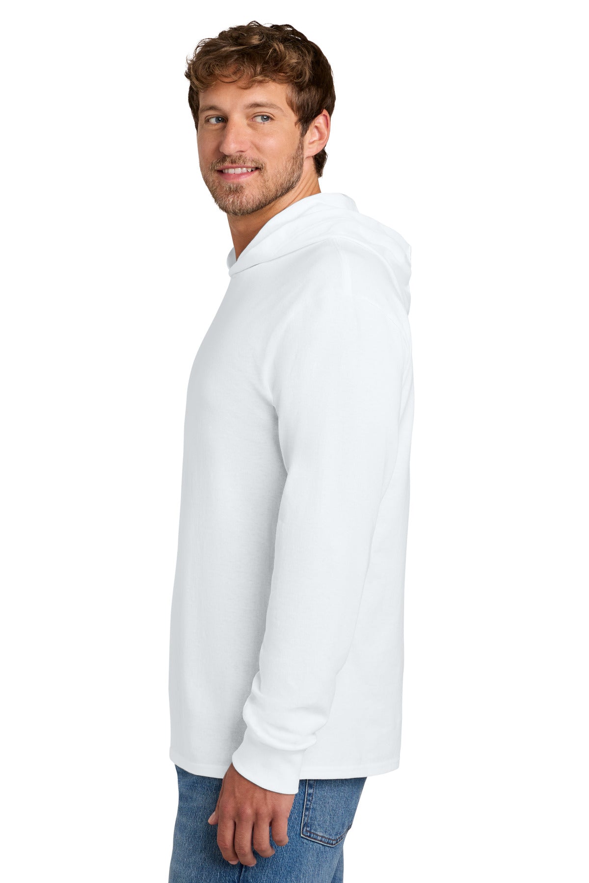 Port & Co Core Cotton Pullover Hooded Tee PC54H - White - side