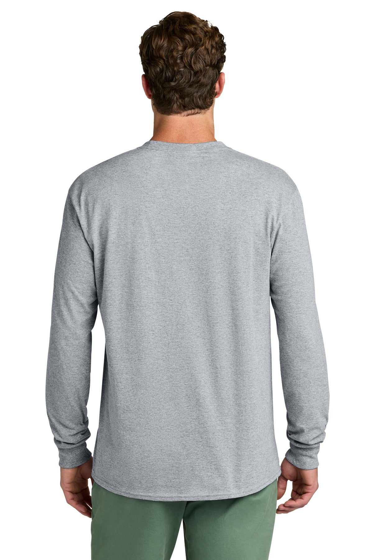 Port & Co Long Sleeve Core Cotton Tee. PC54LS - Athletic Heather - back