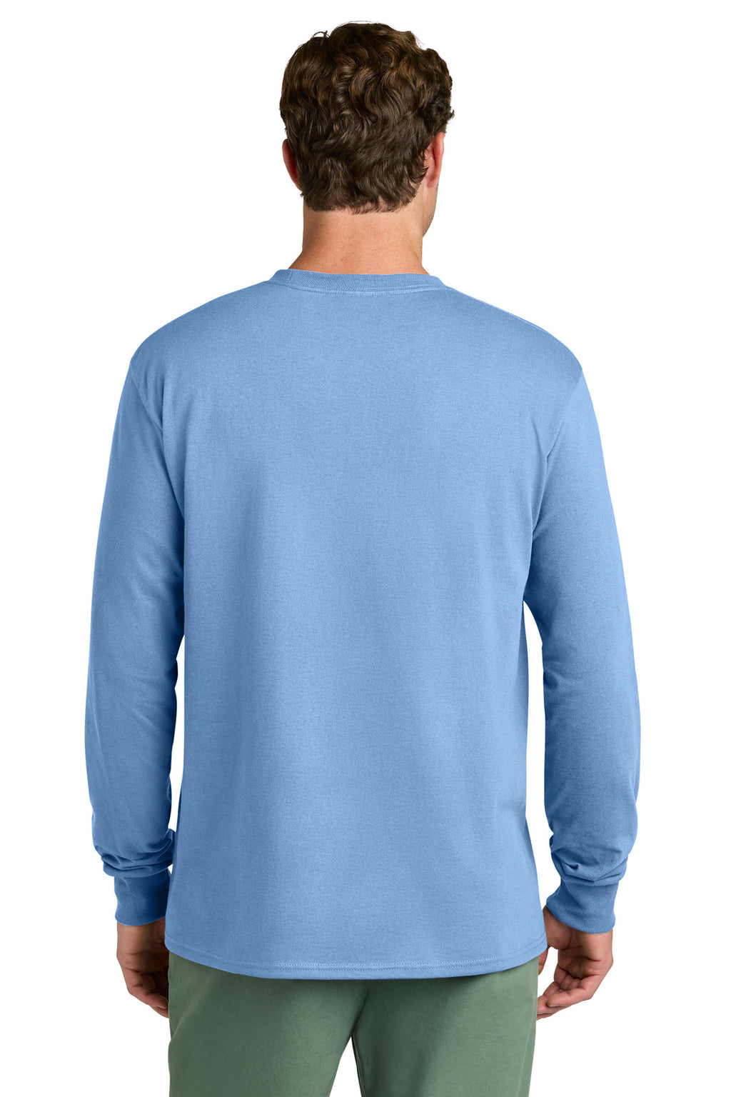 Port & Co Long Sleeve Core Cotton Tee. PC54LS - Carolina Blue - back