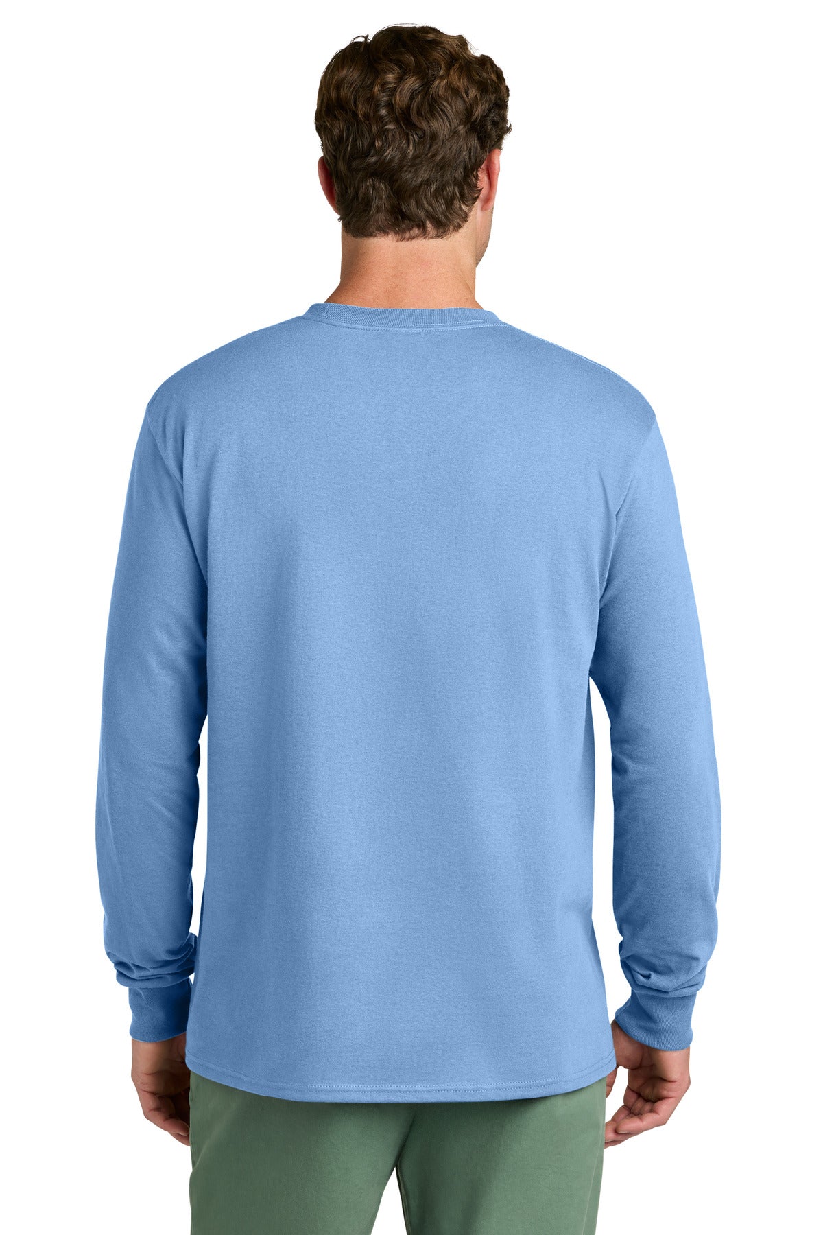 Port & Co Long Sleeve Core Cotton Tee. PC54LS - Carolina Blue - back