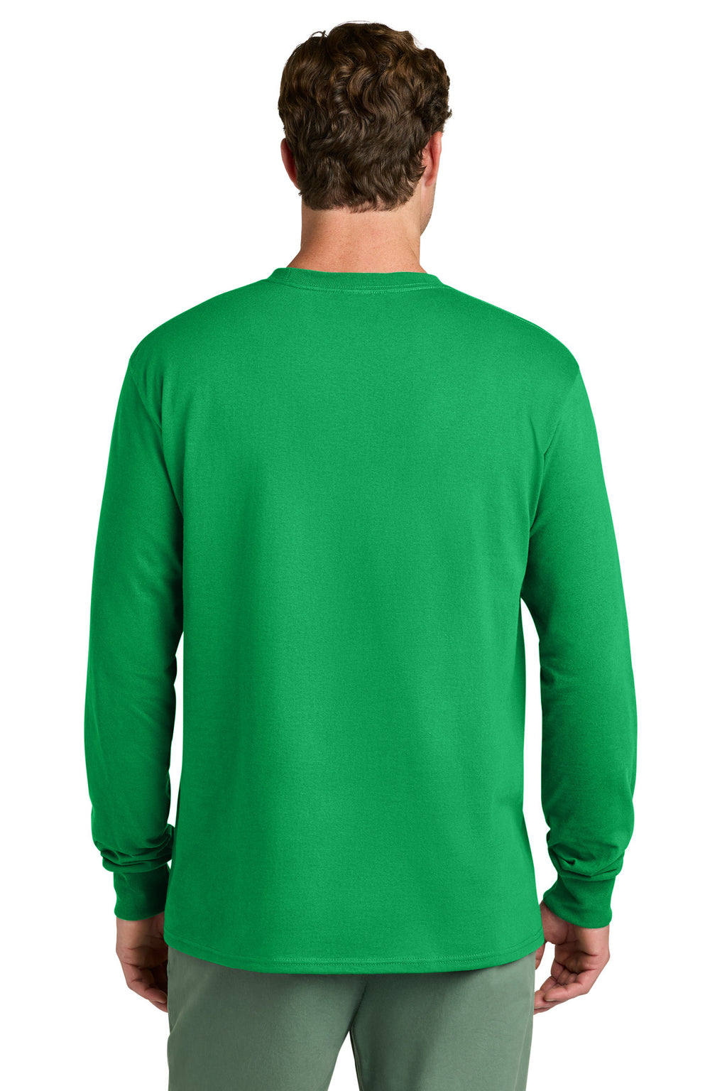 Port & Co Long Sleeve Core Cotton Tee. PC54LS - Clover Green - back