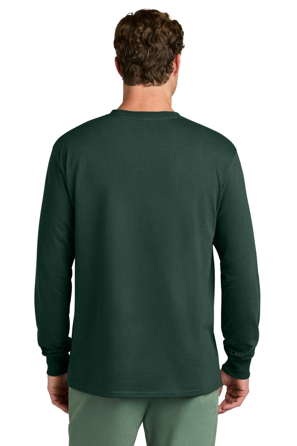 Port & Co Long Sleeve Core Cotton Tee. PC54LS - Dark Green - back