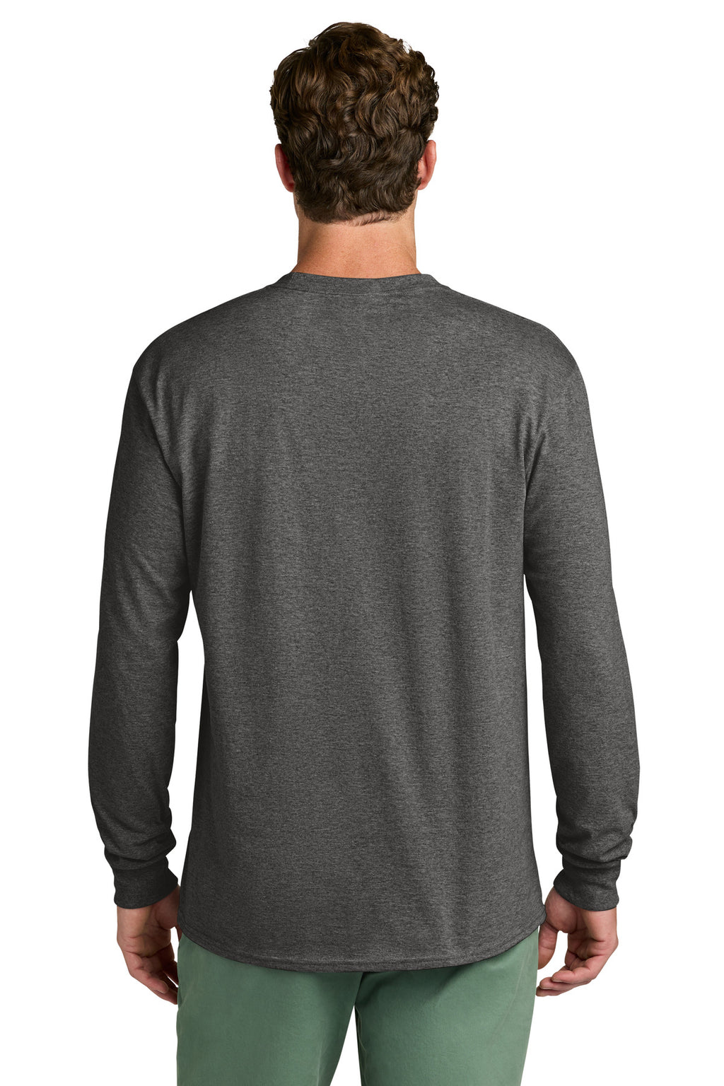 Port & Co Long Sleeve Core Cotton Tee. PC54LS - Dark Heather Grey - back