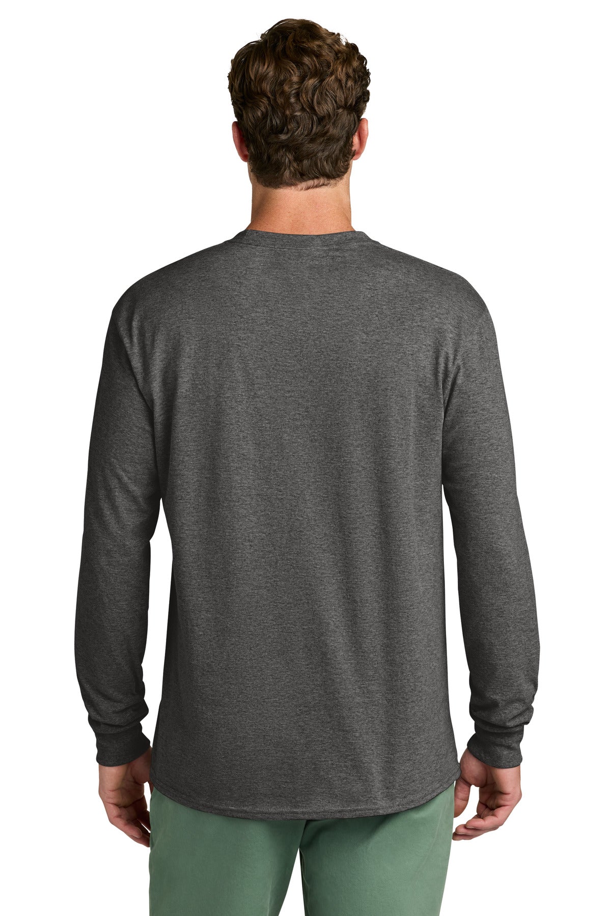 Port & Co Long Sleeve Core Cotton Tee. PC54LS - Dark Heather Grey - back