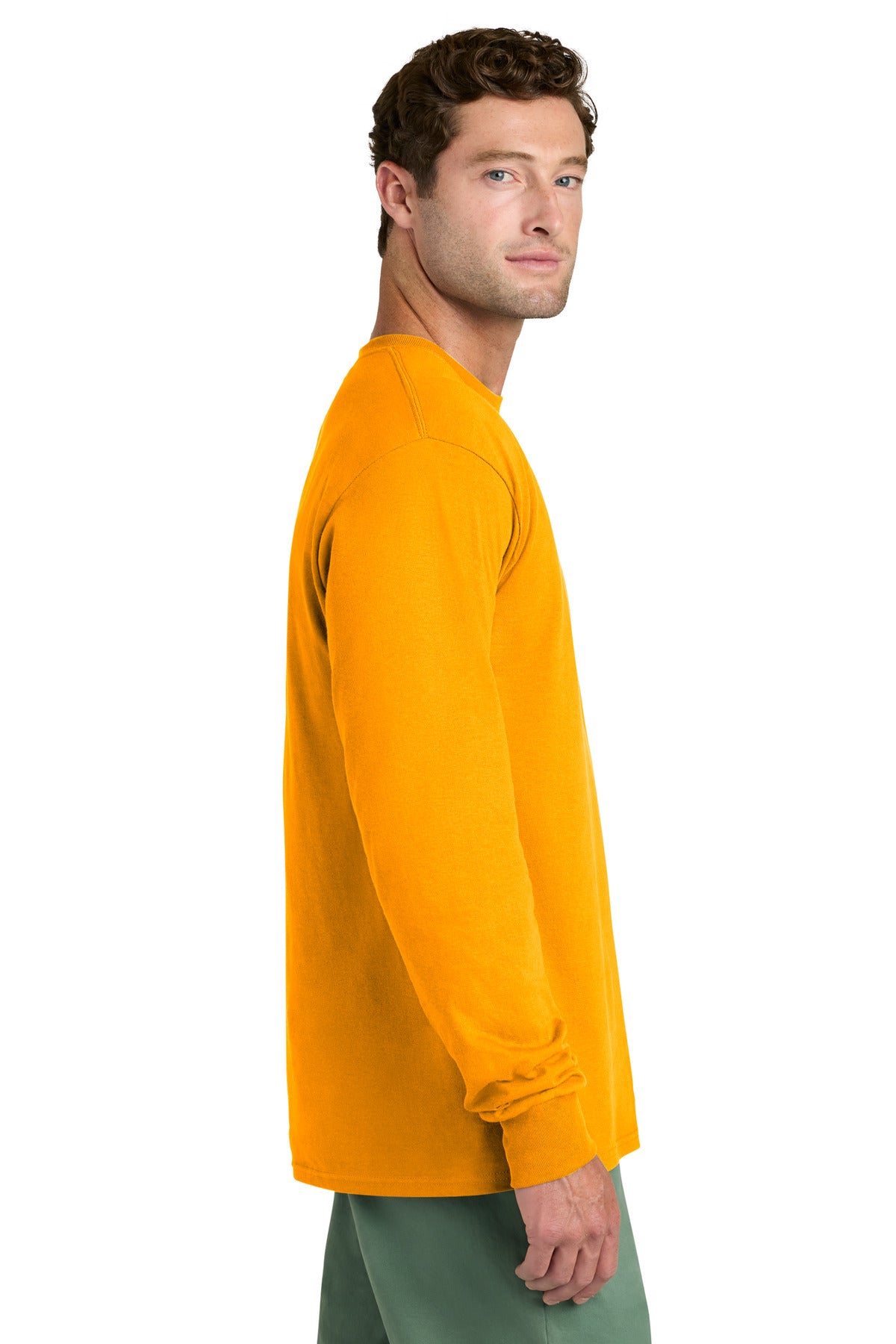 Port & Co Long Sleeve Core Cotton Tee. PC54LS - Gold - side