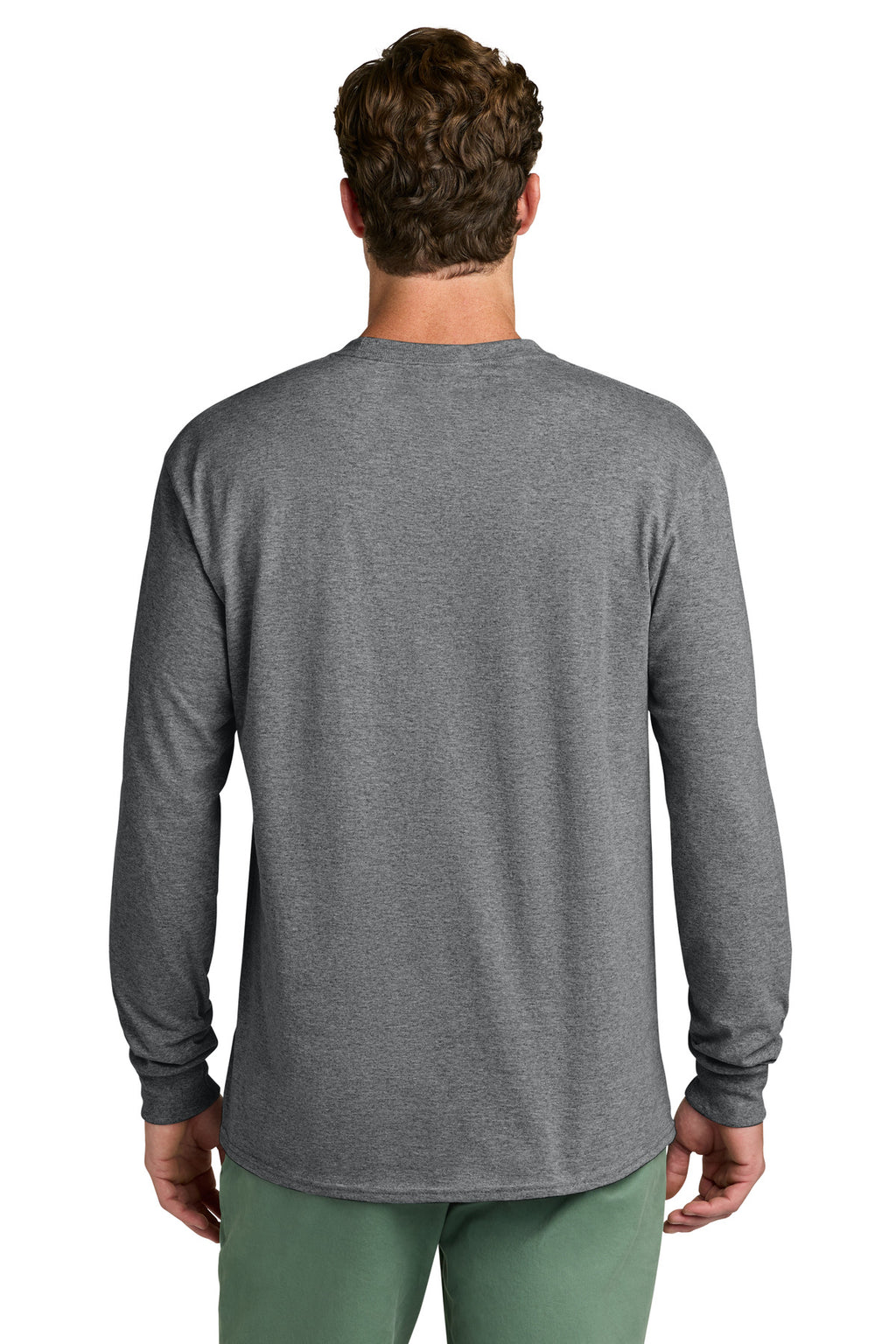 Port & Co Long Sleeve Core Cotton Tee. PC54LS - Graphite Heather - back