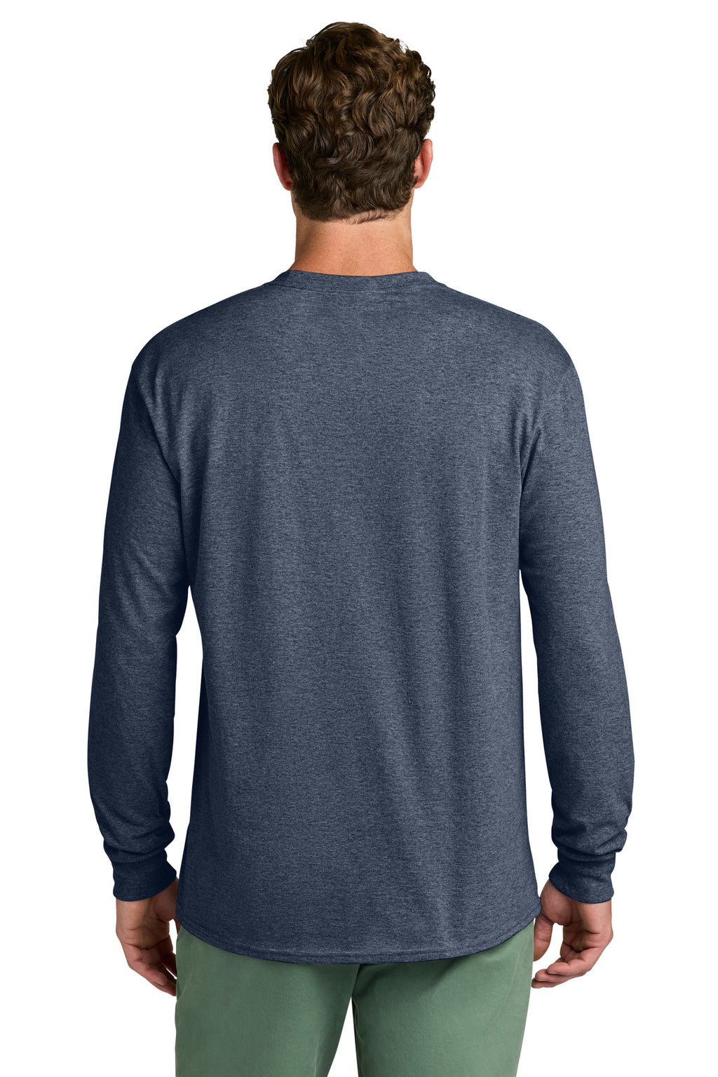 Port & Co Long Sleeve Core Cotton Tee. PC54LS - Heather Navy - back