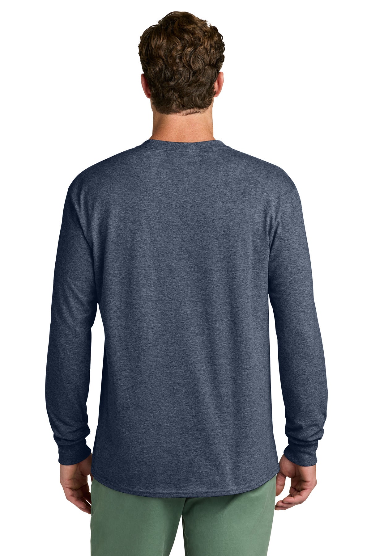 Port & Co Long Sleeve Core Cotton Tee. PC54LS - Heather Navy - back