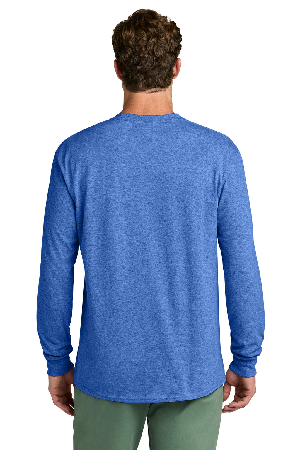Port & Co Long Sleeve Core Cotton Tee. PC54LS - Heather Royal - back