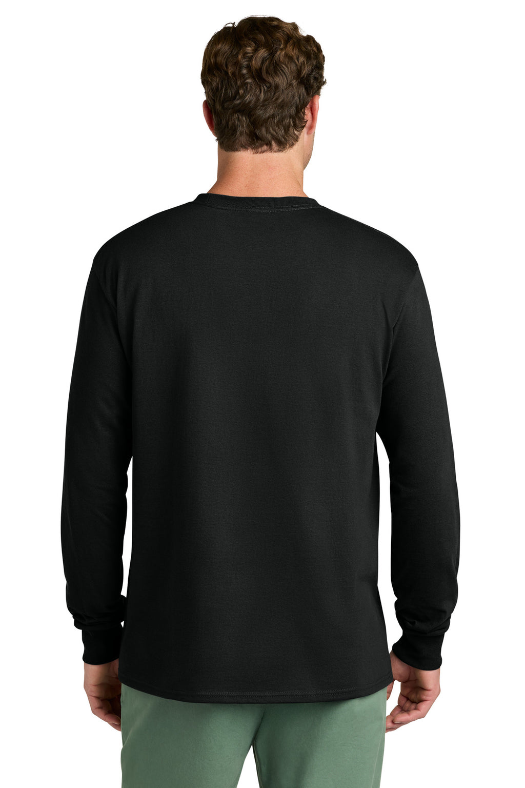 Port & Co Long Sleeve Core Cotton Tee. PC54LS - Jet Black - back