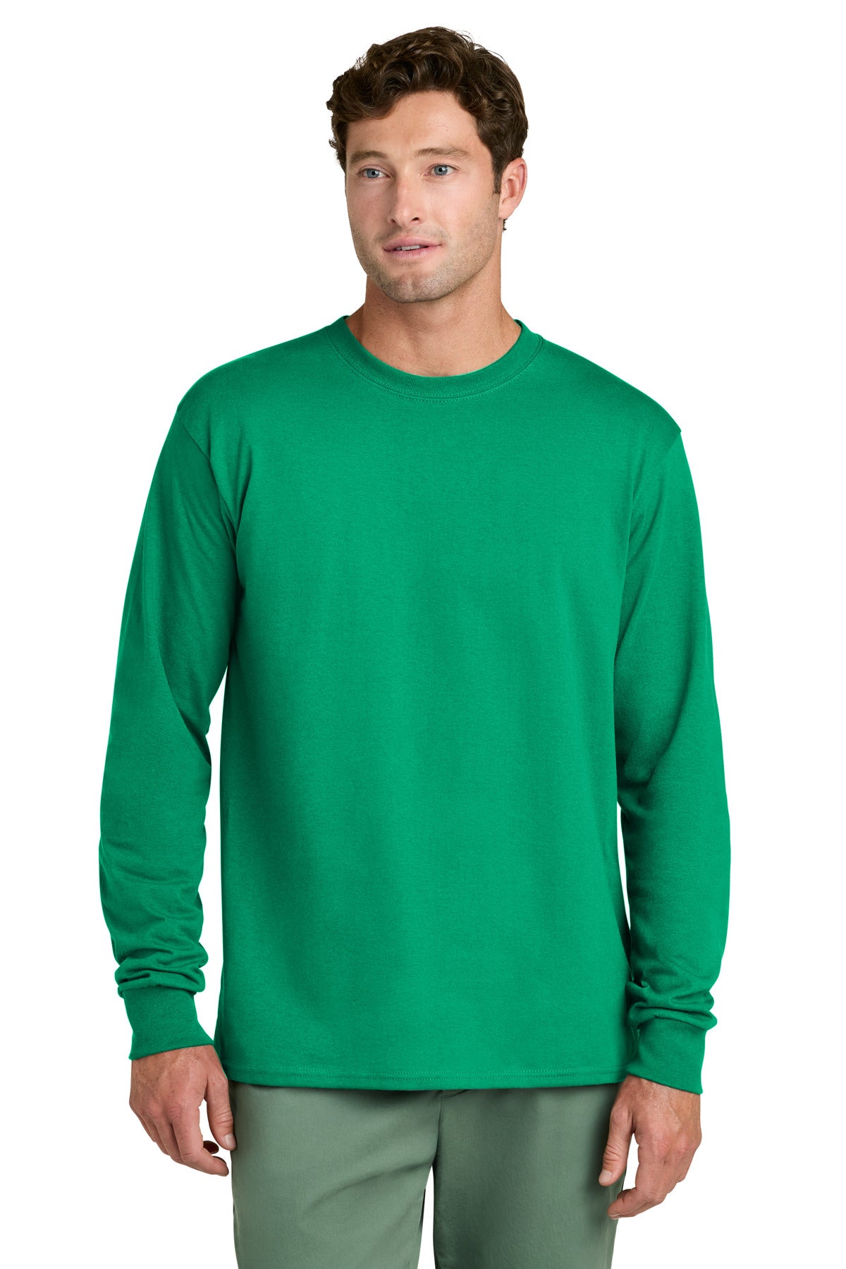 Port & Co Long Sleeve Core Cotton Tee. PC54LS - Kelly - front