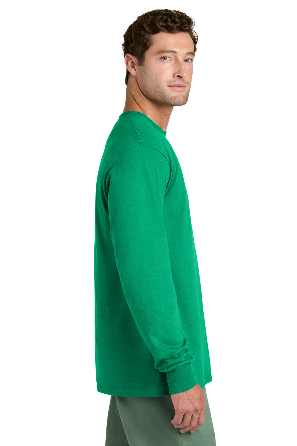 Port & Co Long Sleeve Core Cotton Tee. PC54LS - Kelly - side