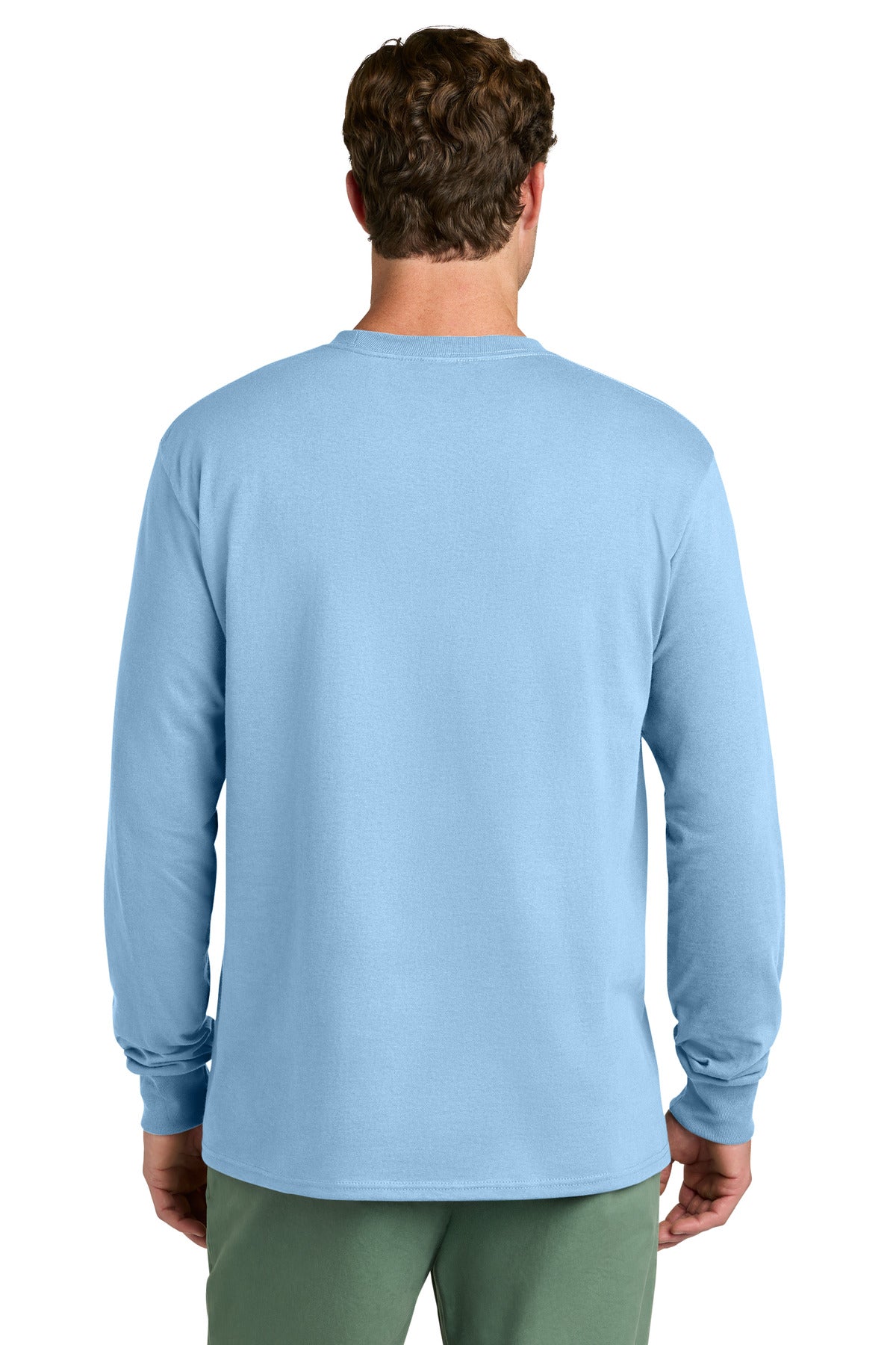 Port & Co Long Sleeve Core Cotton Tee. PC54LS - Light Blue - back